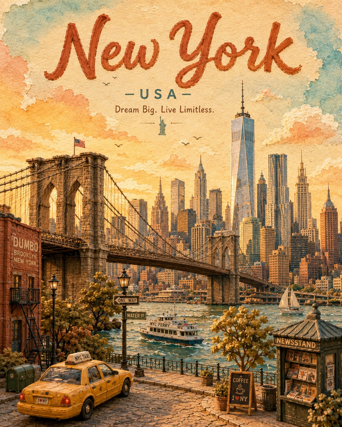混合媒介旅行海报插画 — AI image prompt — GPT Image 2 — Poster, Watercolor - 4