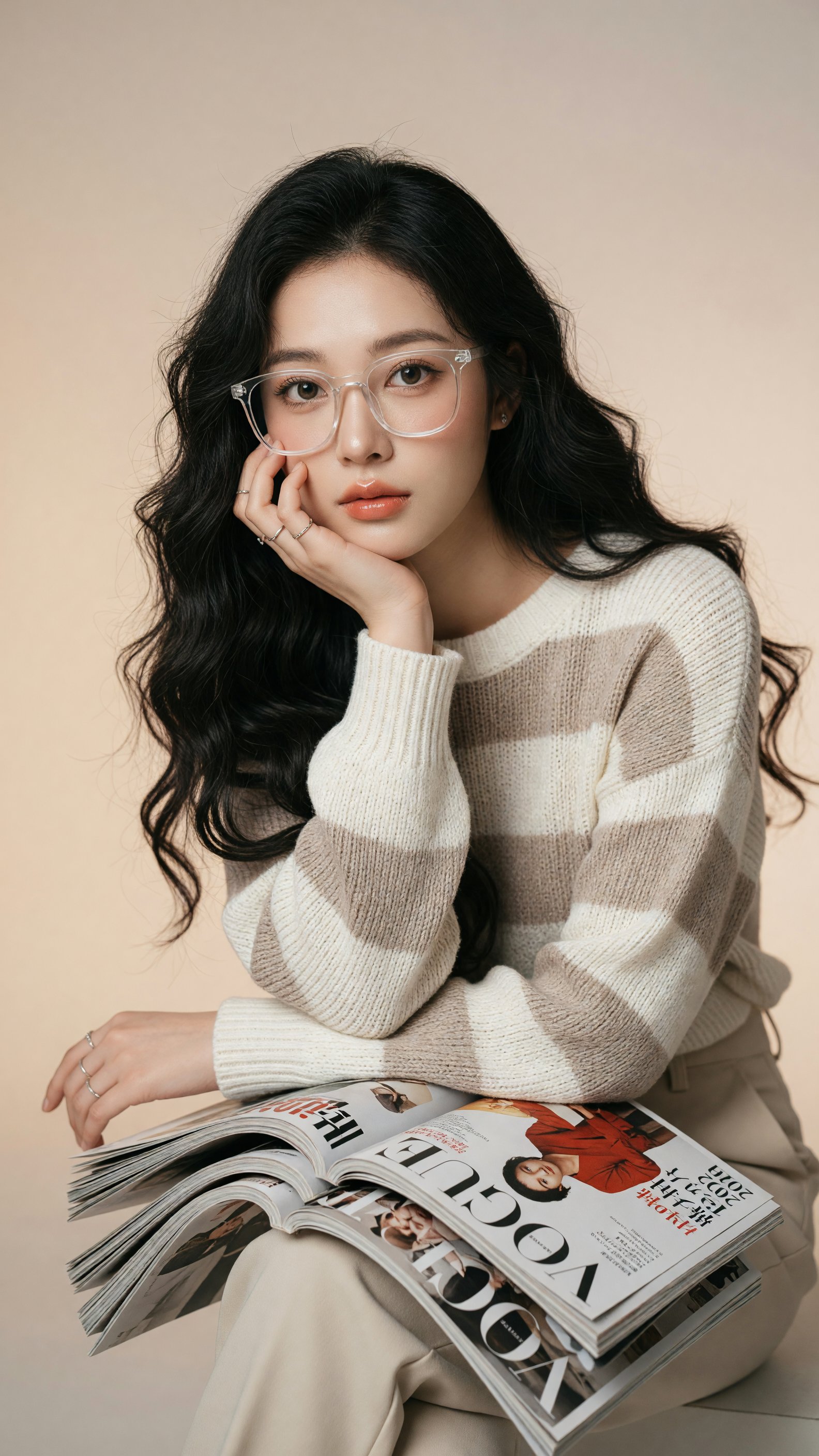안경과 잡지를 든 젊은 여성 — AI image prompt — Grok Imagine 2 — Character, Realistic, Portrait - 4