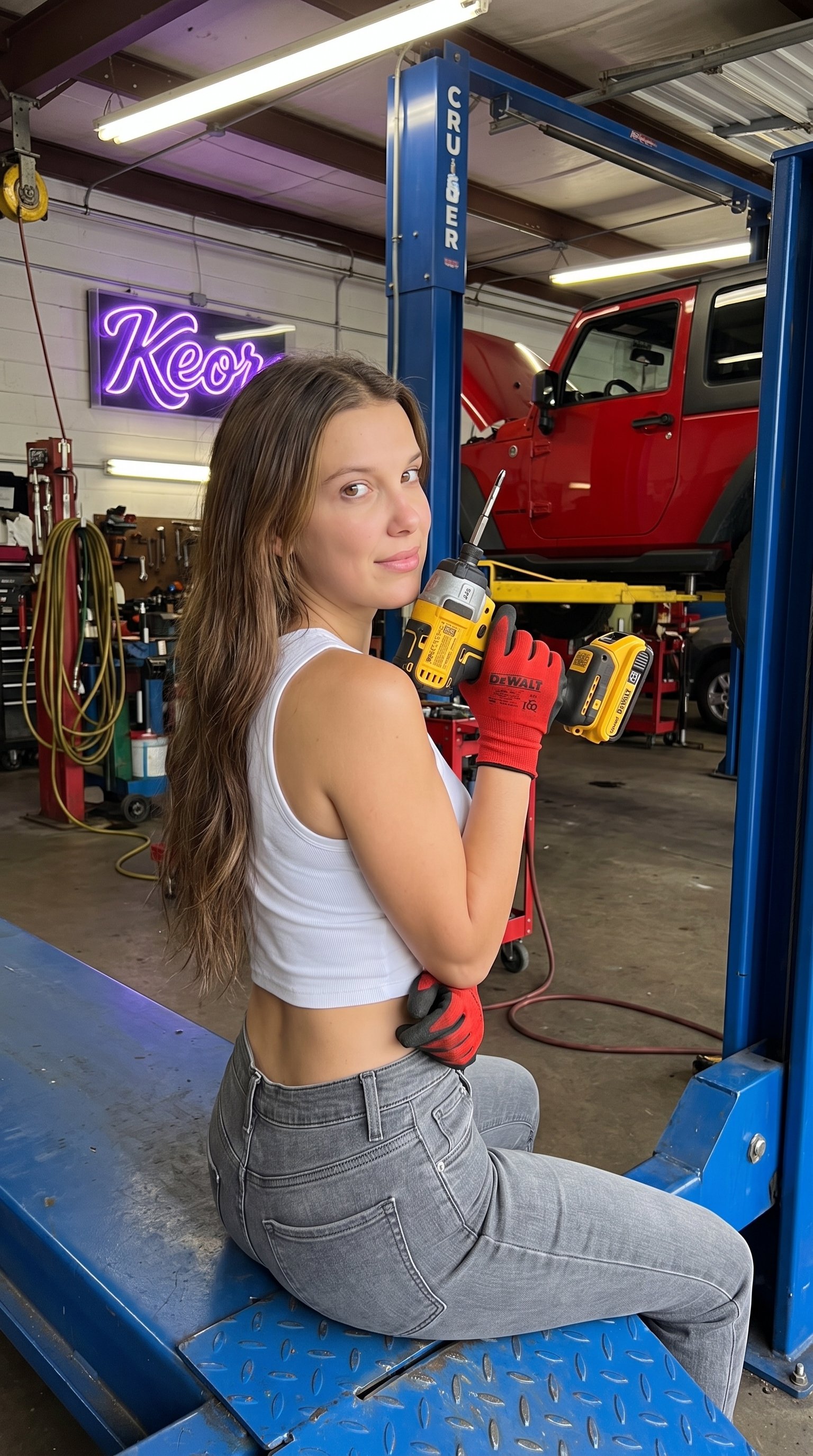 Mechanic Woman with Power Tool — AI image prompt — Nano Banana Pro — Character, Realistic, Portrait - 2