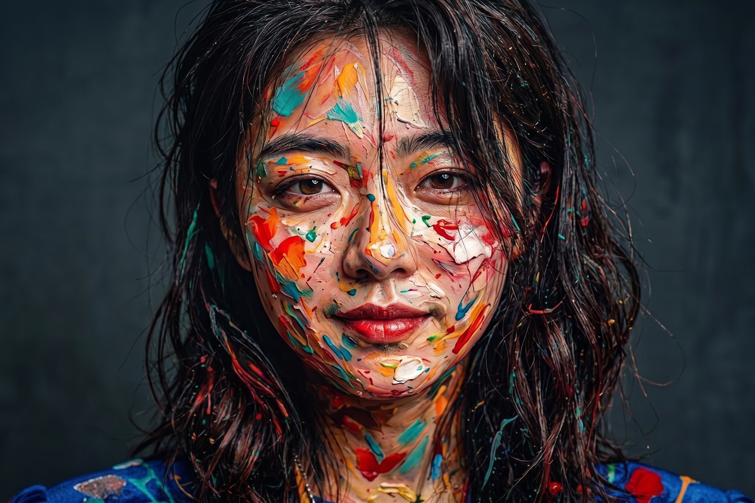 초고사실적 시네마틱 클로즈업 초상화, 정면을 응시하며 카메라를 똑바로 바라보는 젊은 여성. 그녀의 얼굴은 자연스럽게 아름다우며, 표현력이 풍부한 짙은 갈색 눈, 또렷한 눈썹, 부드 — AI image prompt — Nano Banana