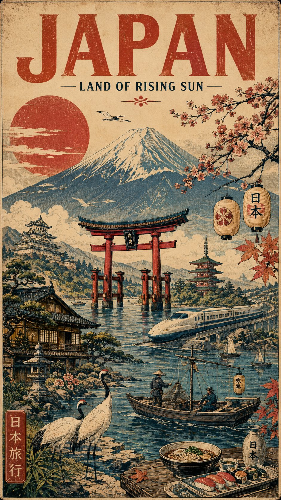 Create a vintage hand-illustrated travel poster celebrating [COUNTRY / DESTINATION], designed as a p — AI image prompt — Nano Banana Pro