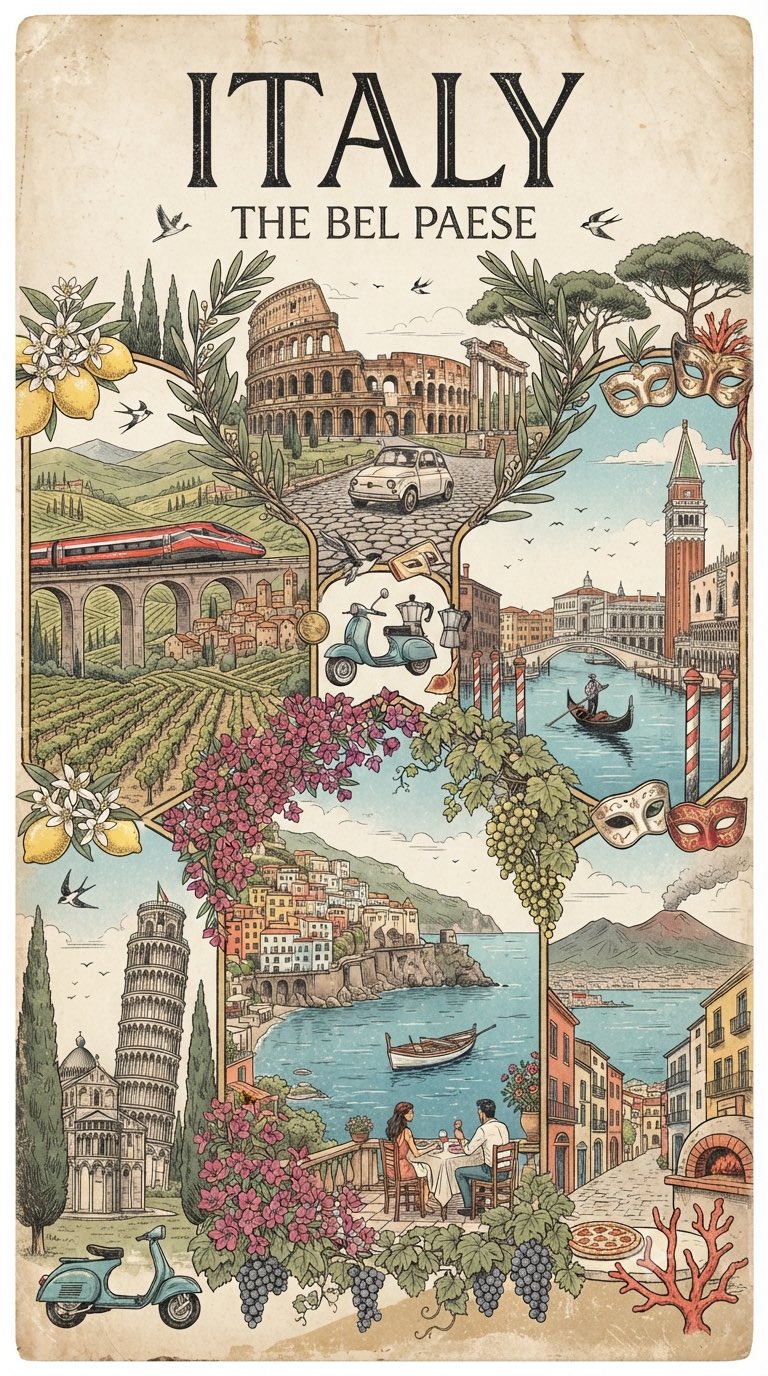 ヴィンテージ旅行ポスターコラージュ — AI image prompt — Nano Banana Pro — Poster, Vintage - 4