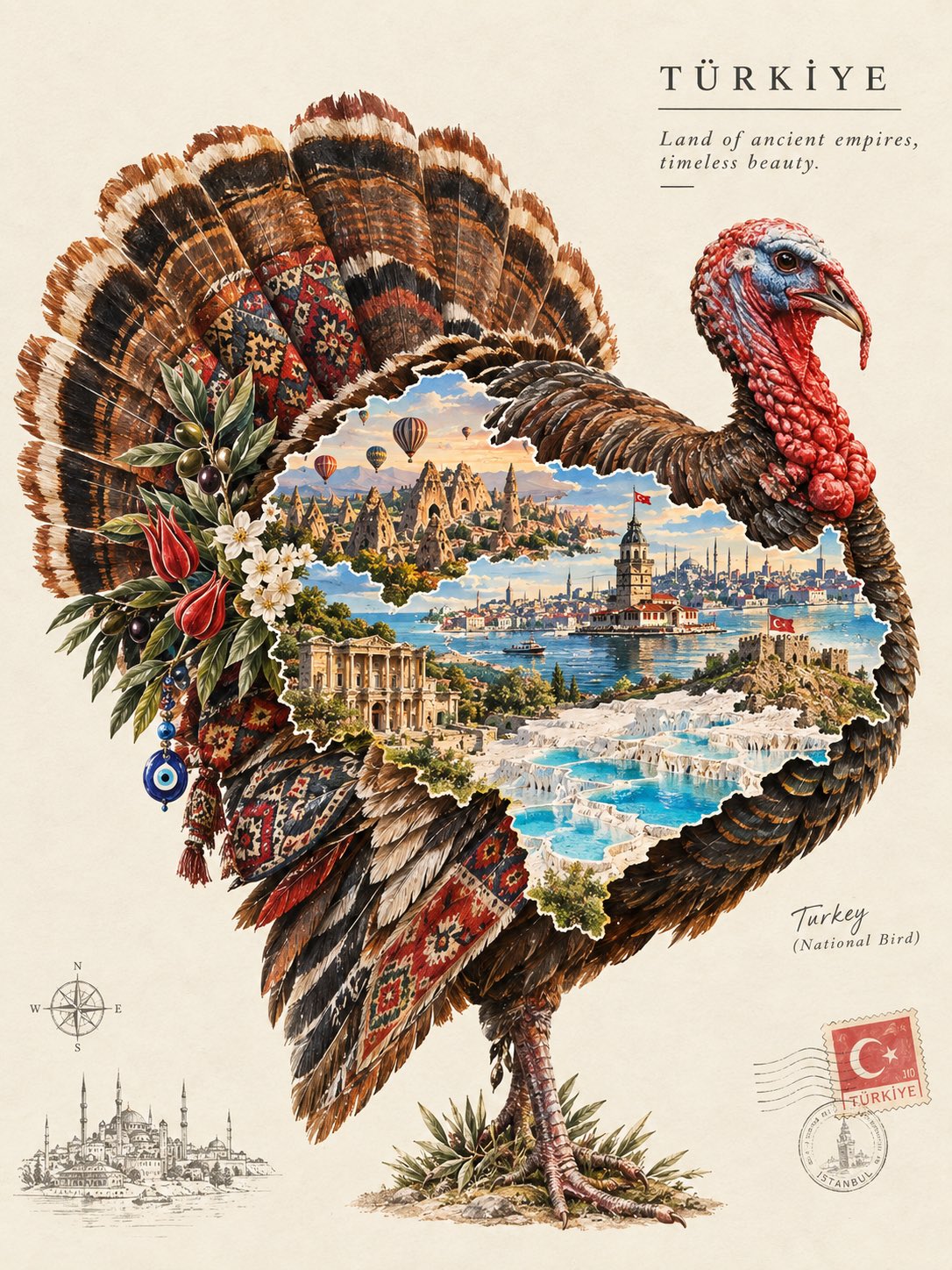 Create a beautiful artistic illustration of [COUNTRY] represented through its national bird, [NATION — AI image prompt — GPT Image 2