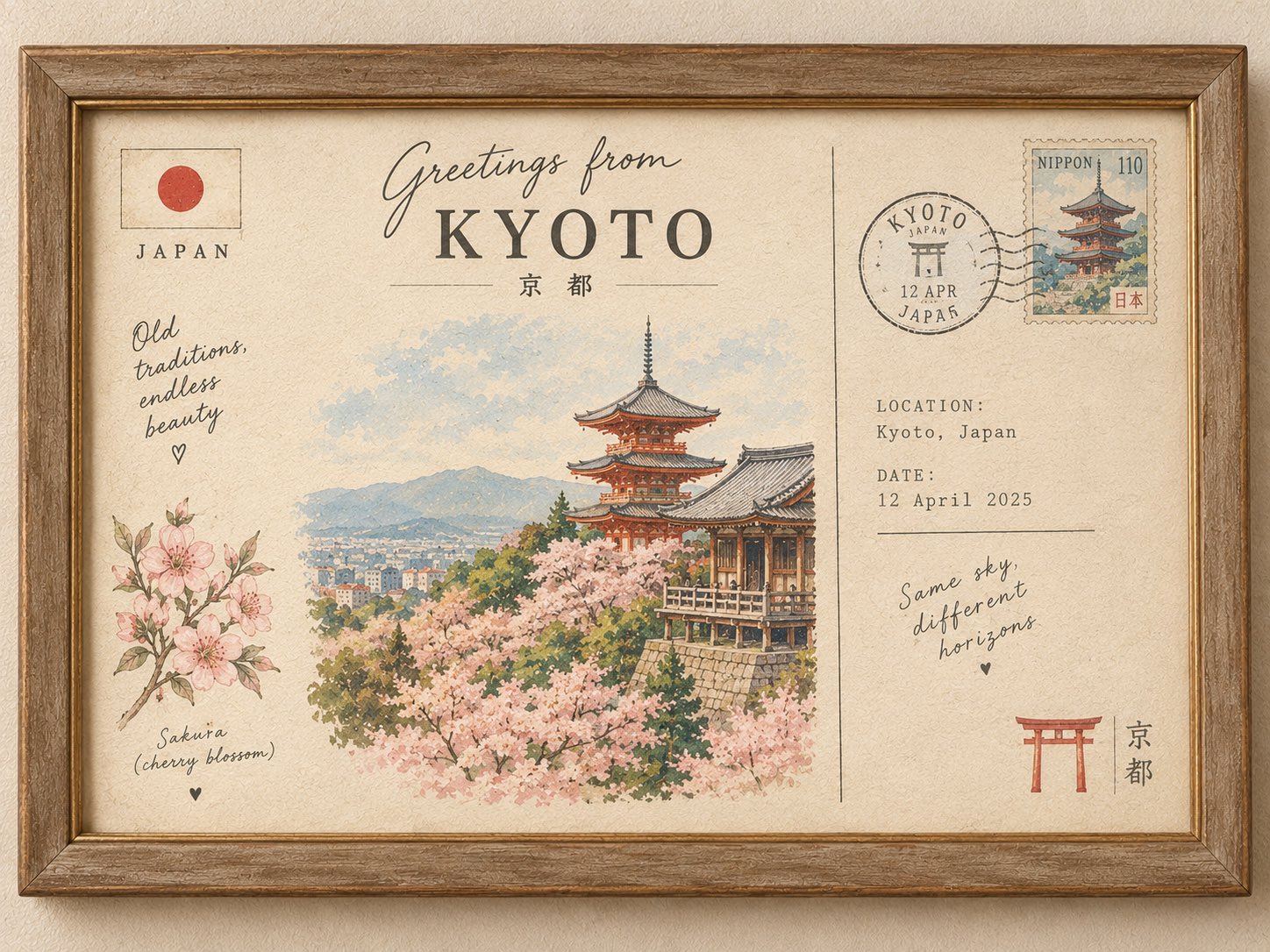 Vintage Travel Postcard in Frame — AI image prompt — GPT Image 2 — Poster, Vintage - 2
