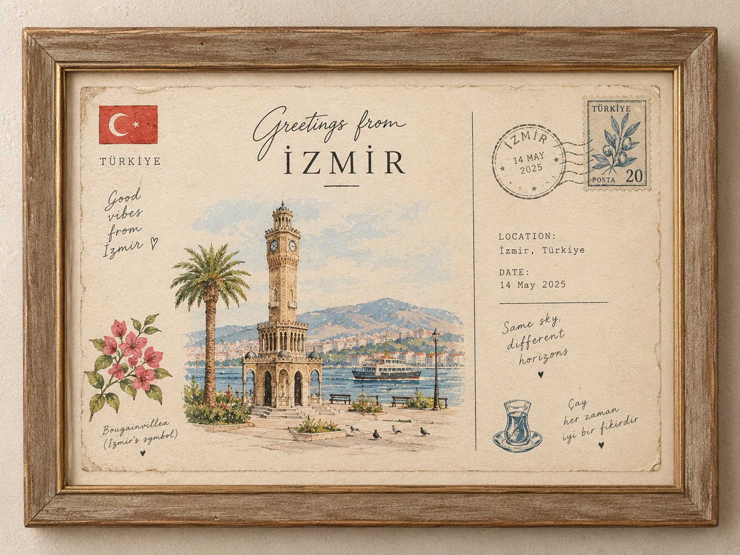 Vintage Travel Postcard in Frame — AI image prompt — GPT Image 2 — Poster, Vintage - 3