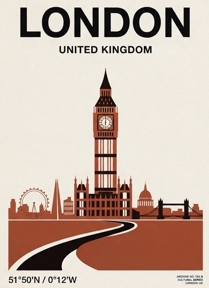 Minimalist Cultural Travel Poster Template — AI image prompt — GPT Image 2.5 — Poster, Vintage, Minimalist - 3