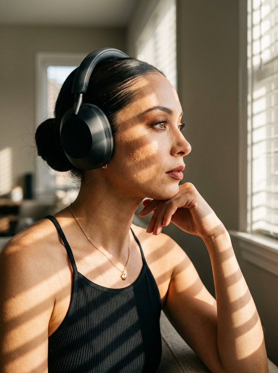 Sunlit Profile Portrait With Headphones — AI image prompt — Nano Banana — Cinematic, Realistic, Portrait - 3