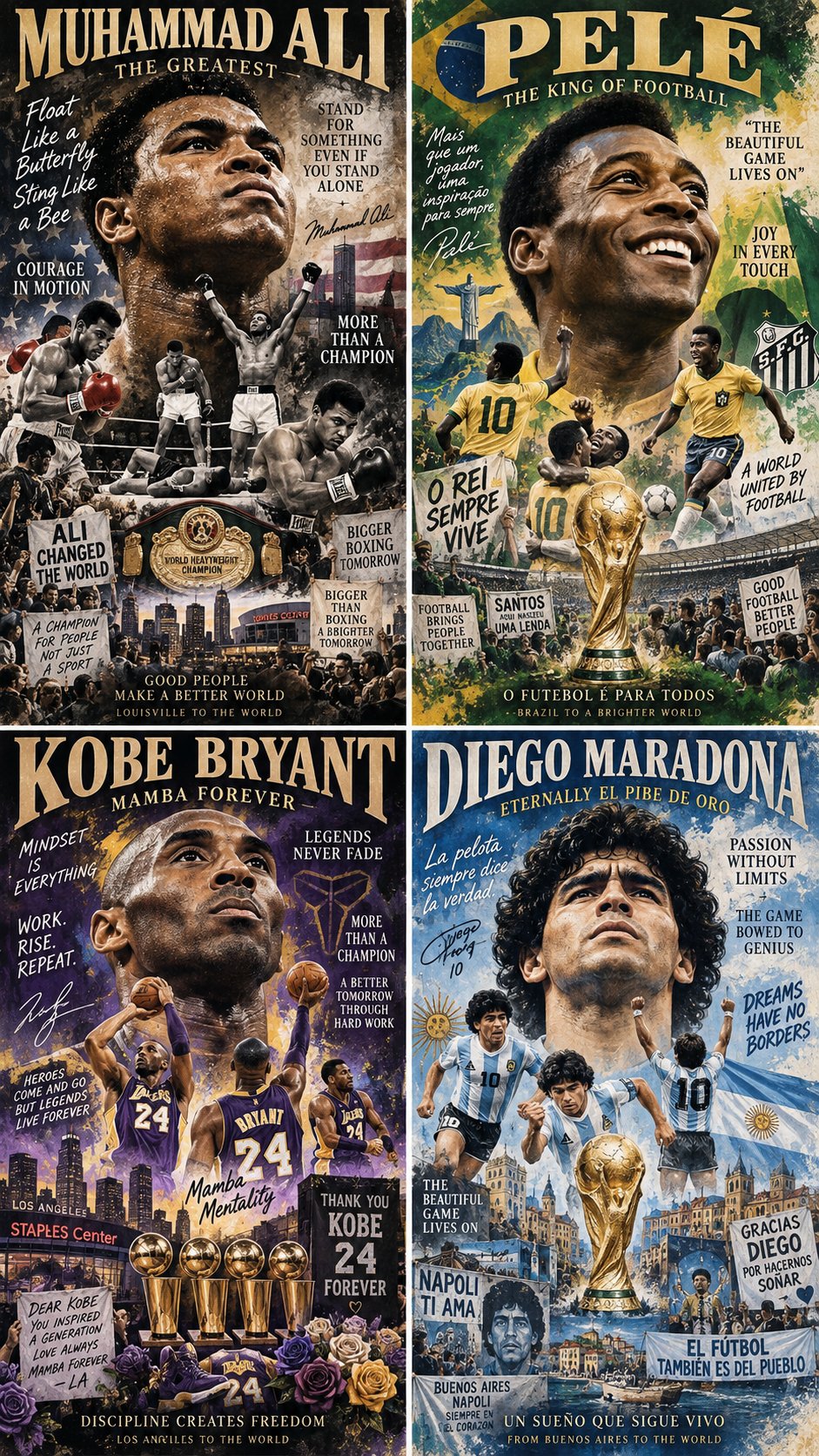 Legacy Athlete Tribute Collage Poster — AI image prompt — GPT Image 2.5 — Typography, Poster, Sports - 2