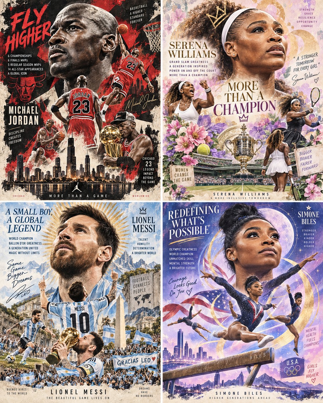 Legacy Athlete Tribute Collage Poster — AI image prompt — GPT Image 2.5 — Typography, Poster, Sports - 3