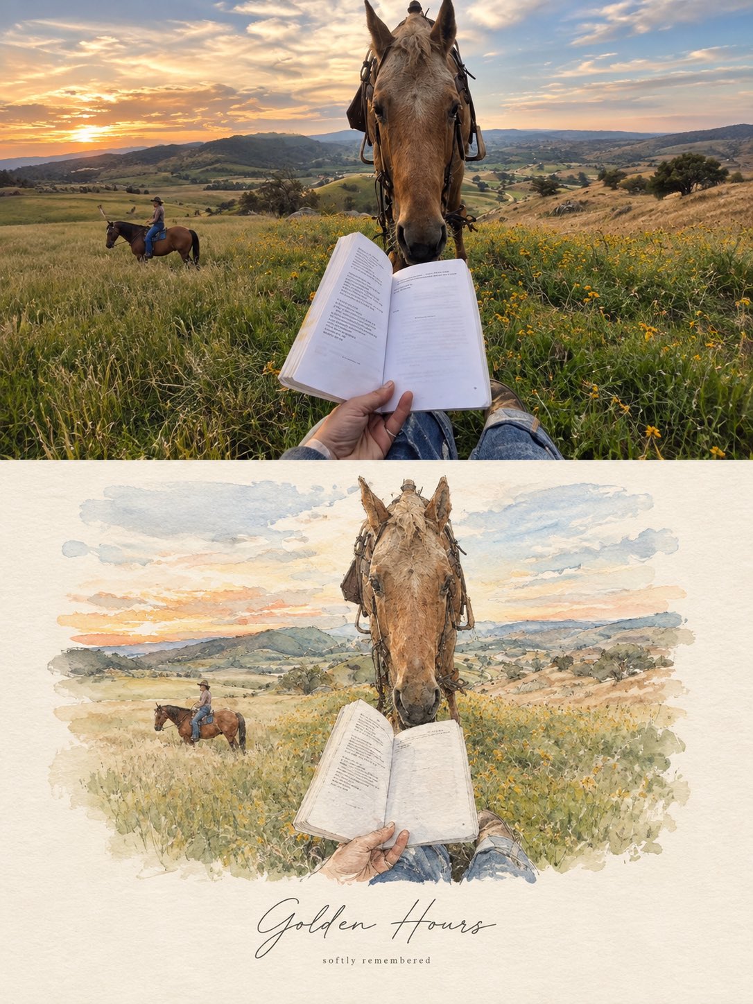 사진과 수채화 에디토리얼 비네트 — AI image prompt — GPT Image 2.5 — Watercolor, Realistic, Minimalist - 2