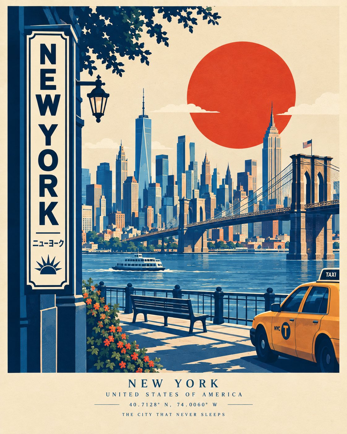 빈티지 스크린 프린트 여행 포스터 템플릿 — AI image prompt — GPT Image 2.5 — Vector, Poster, Vintage - 2