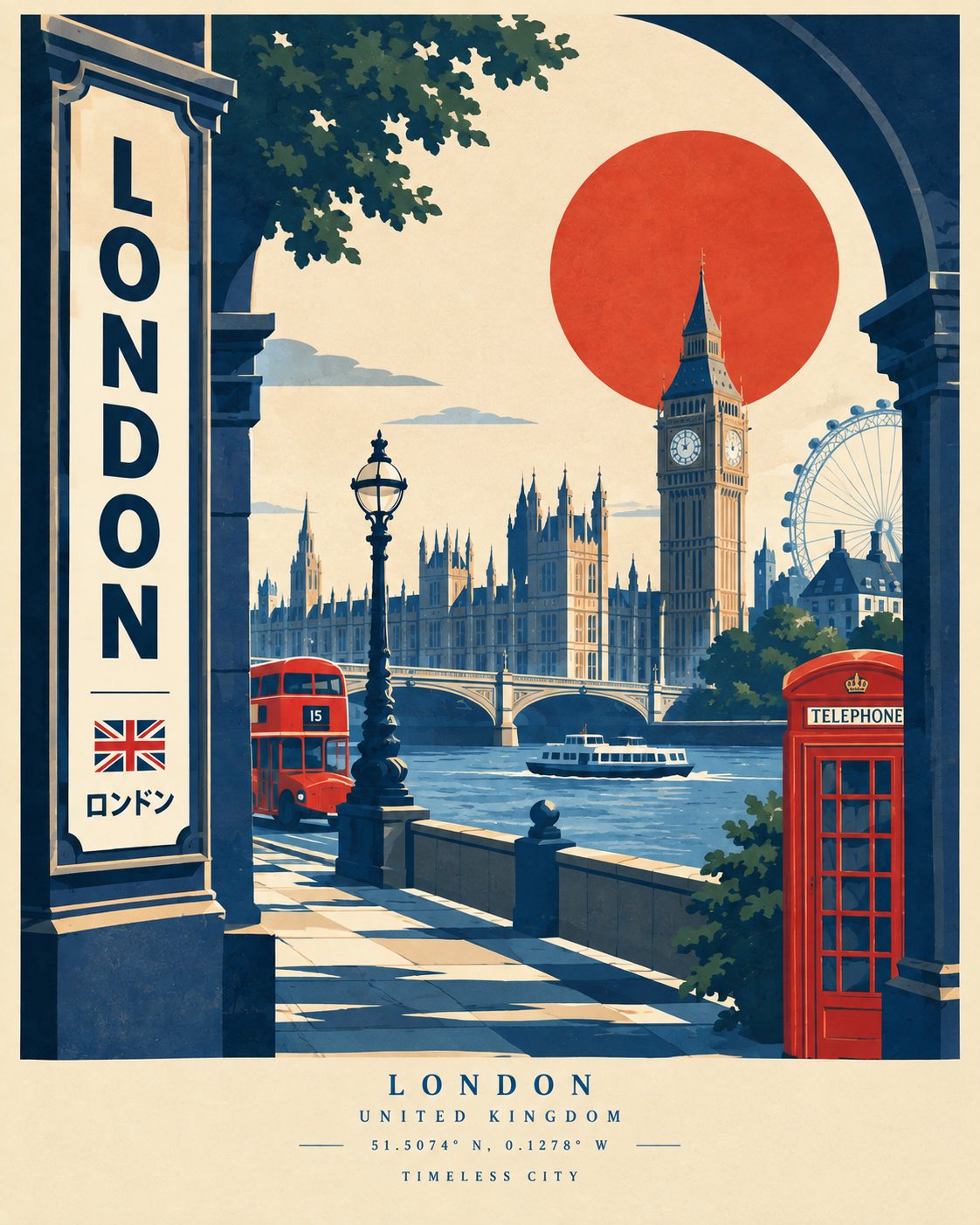 빈티지 스크린 프린트 여행 포스터 템플릿 — AI image prompt — GPT Image 2.5 — Vector, Poster, Vintage - 3