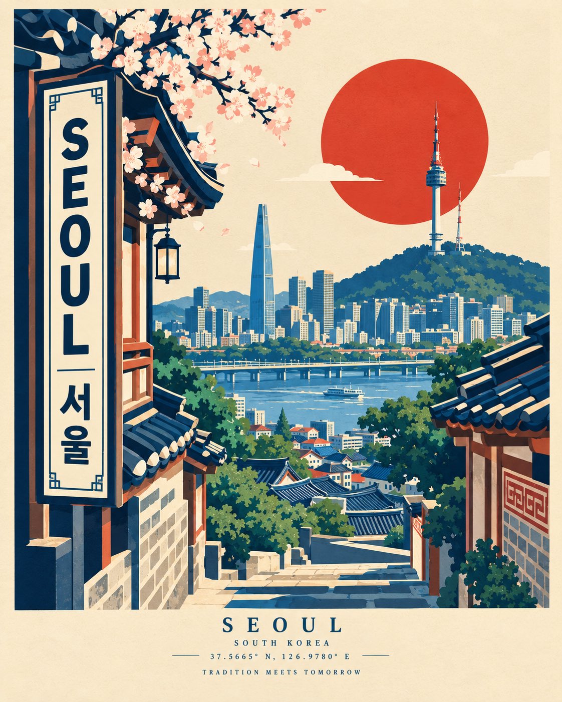 빈티지 스크린 프린트 여행 포스터 템플릿 — AI image prompt — GPT Image 2.5 — Vector, Poster, Vintage - 4
