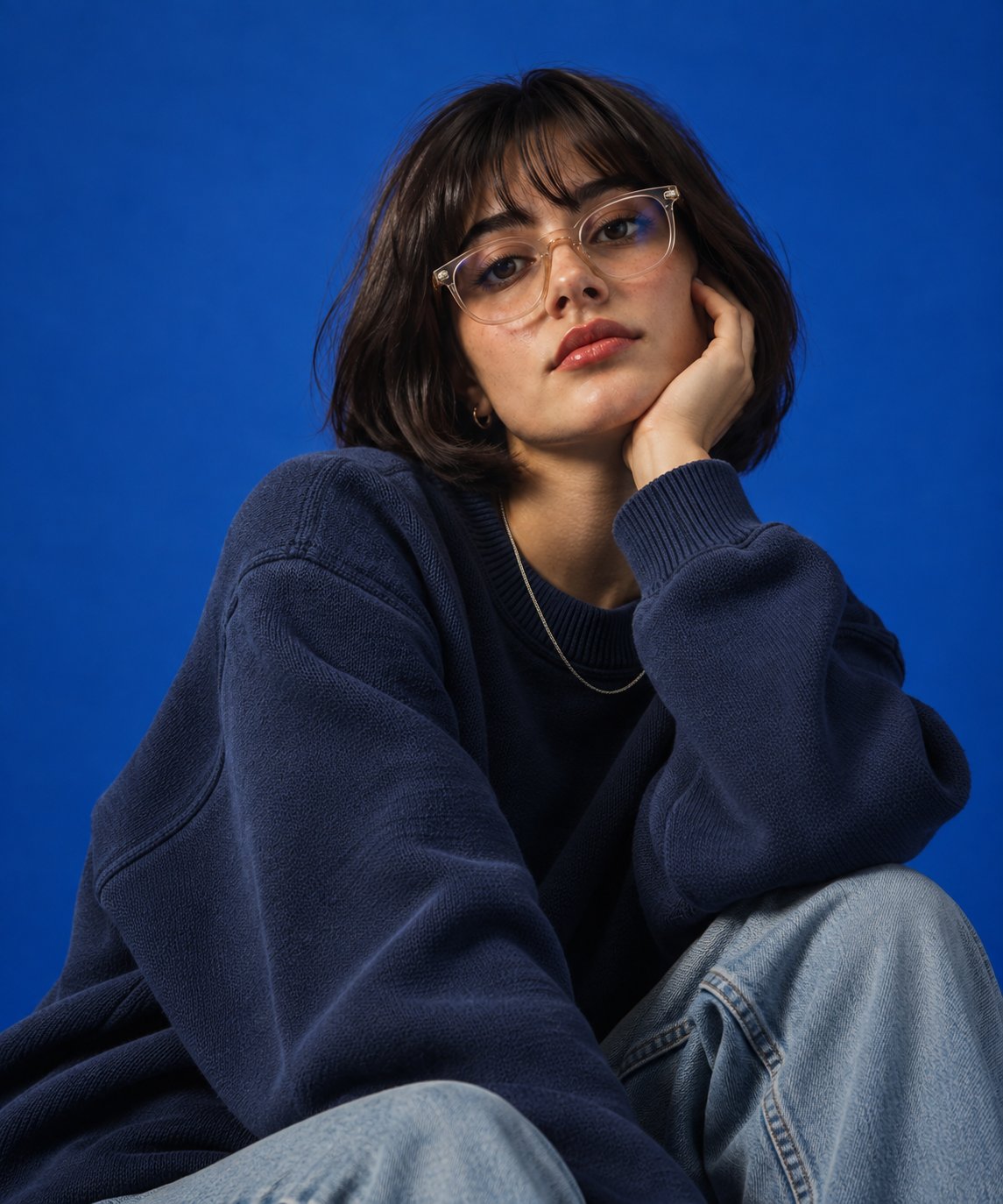 Blue Studio Fashion Portrait — AI image prompt — GPT Image 2.5 — Fashion, Realistic, Portrait - 2