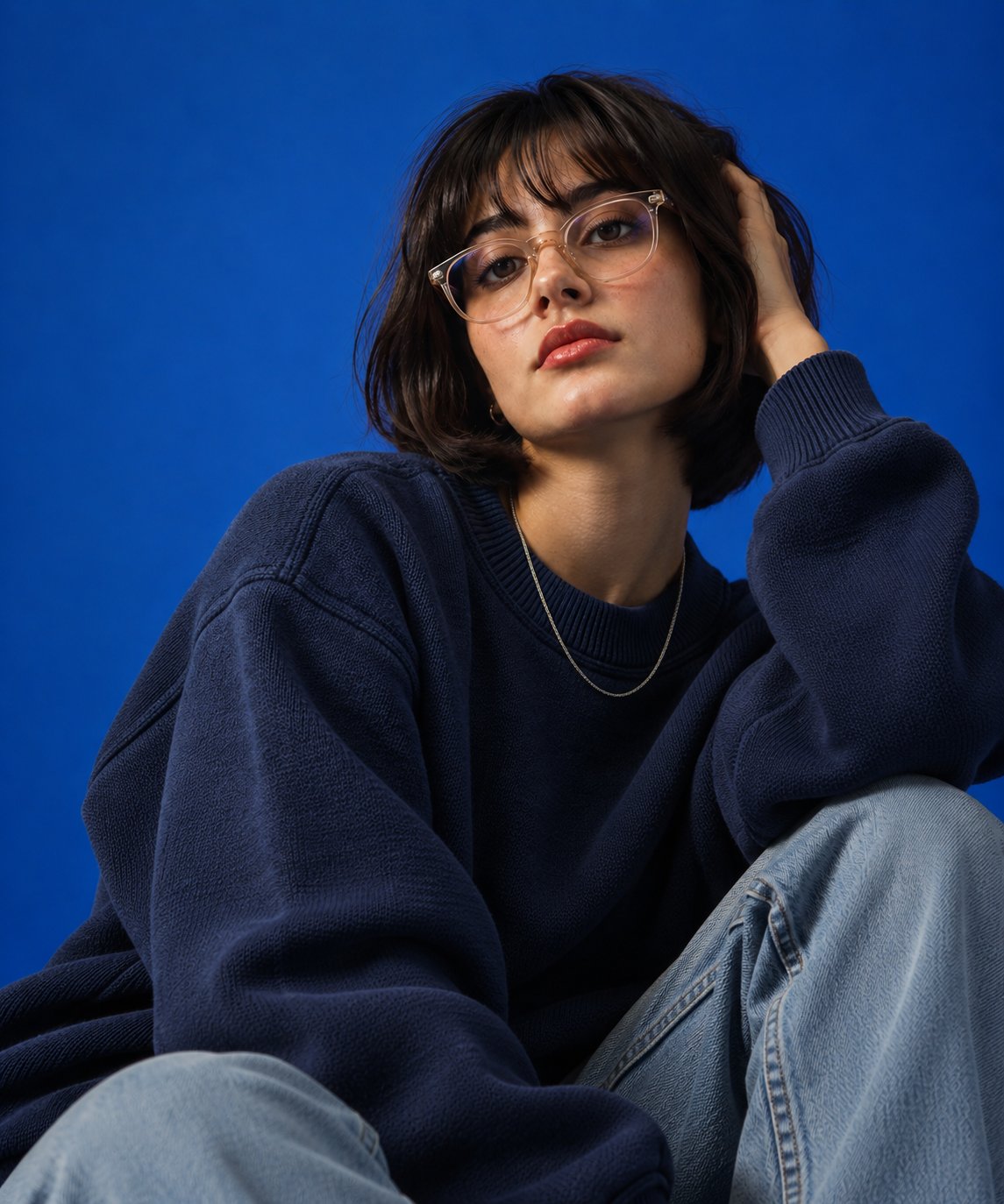 Blue Studio Fashion Portrait — AI image prompt — GPT Image 2.5 — Fashion, Realistic, Portrait - 3