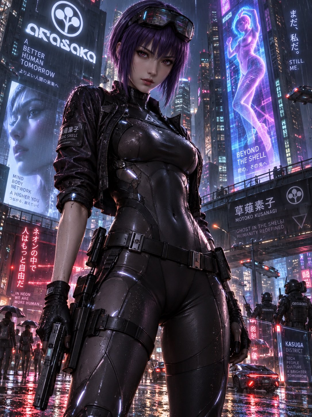サイバーパンク・バイスシティの草薙素子 — AI image prompt — GPT Image 2.5 — Character, Cyberpunk, Anime - 2