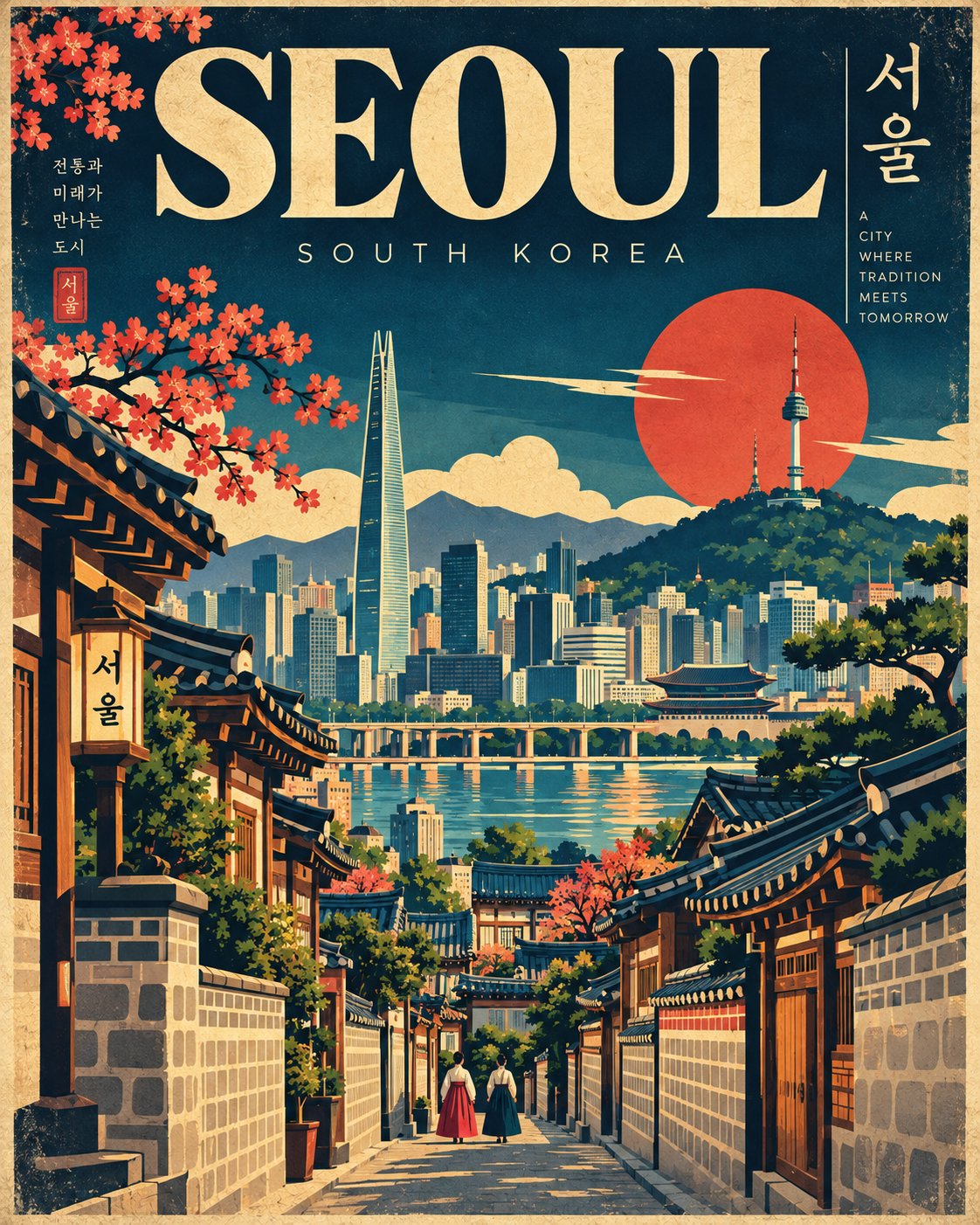 일본 기하학 여행 포스터 — AI image prompt — GPT Image 2.5 — Vector, Poster, Vintage - 2