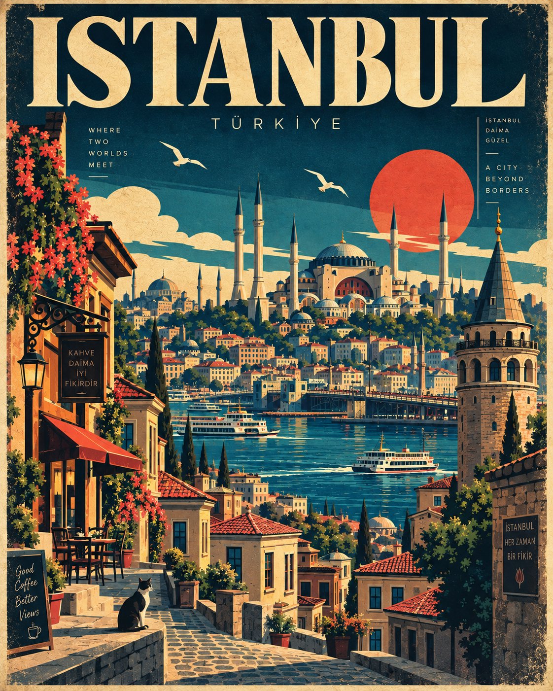 일본 기하학 여행 포스터 — AI image prompt — GPT Image 2.5 — Vector, Poster, Vintage - 3
