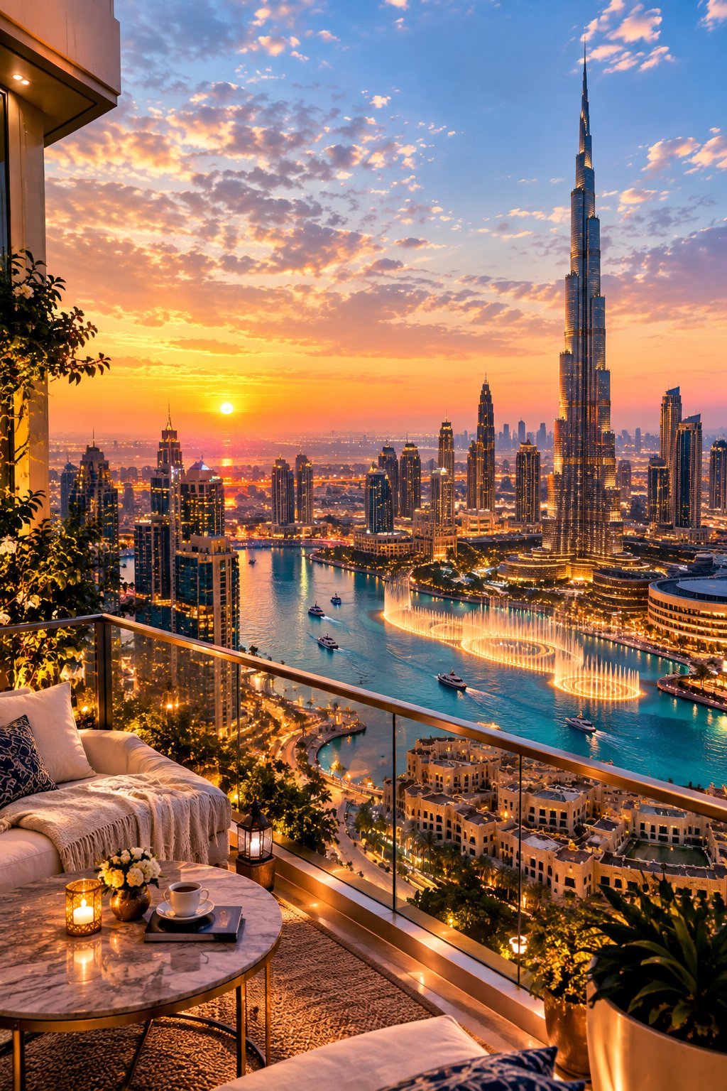 Luxury Dubai Rooftop Sunset Animation Loop — AI image prompt — GPT Image 2.5 — Cinematic, Realistic, Cityscape - 2
