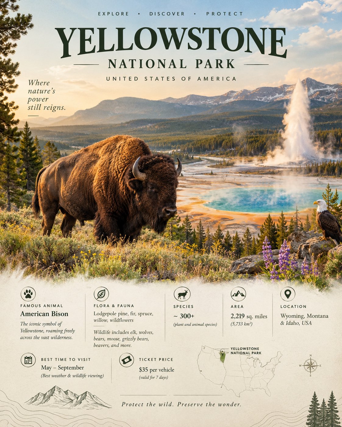 National Park Travel Infographic Poster — AI image prompt — GPT Image 2.5 — Nature, Poster, Landscape - 4