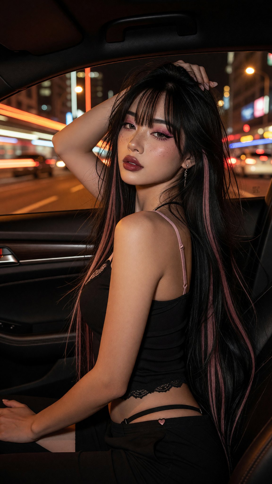 夜の車内 モーションブラー肖像 — AI image prompt — Grok Imagine 2 — Cinematic, Fashion, Portrait - 4