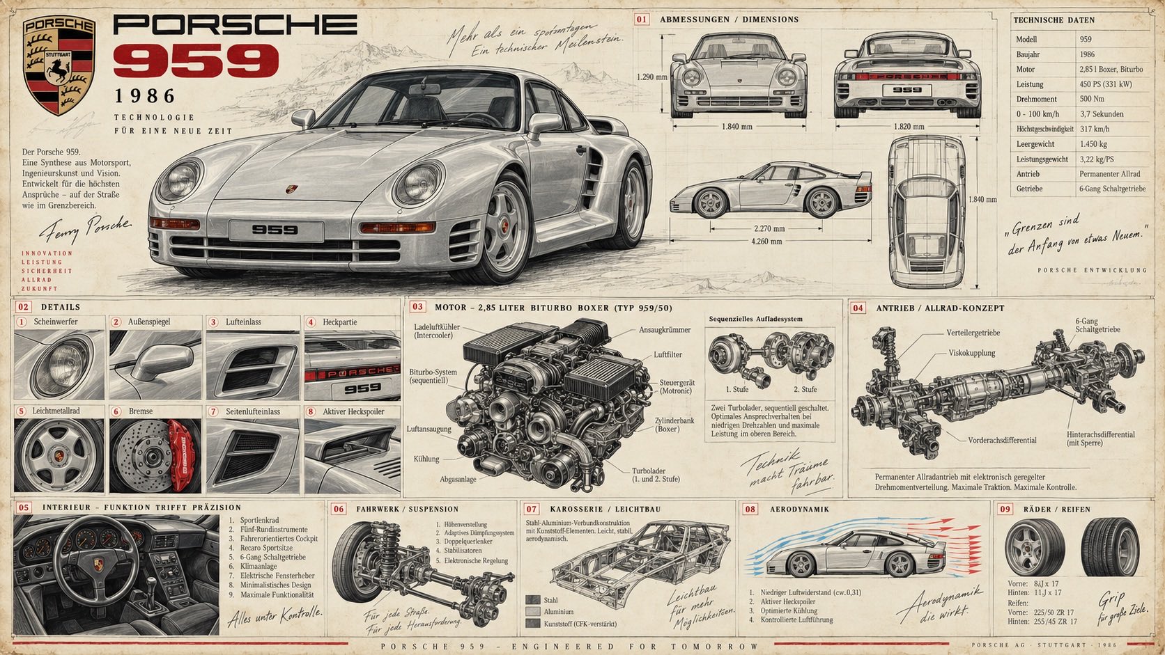 ヴィンテージ・スーパーカー設計ポスター — AI image prompt — GPT Image 2.5 — Poster, Vintage, Vehicles - 3