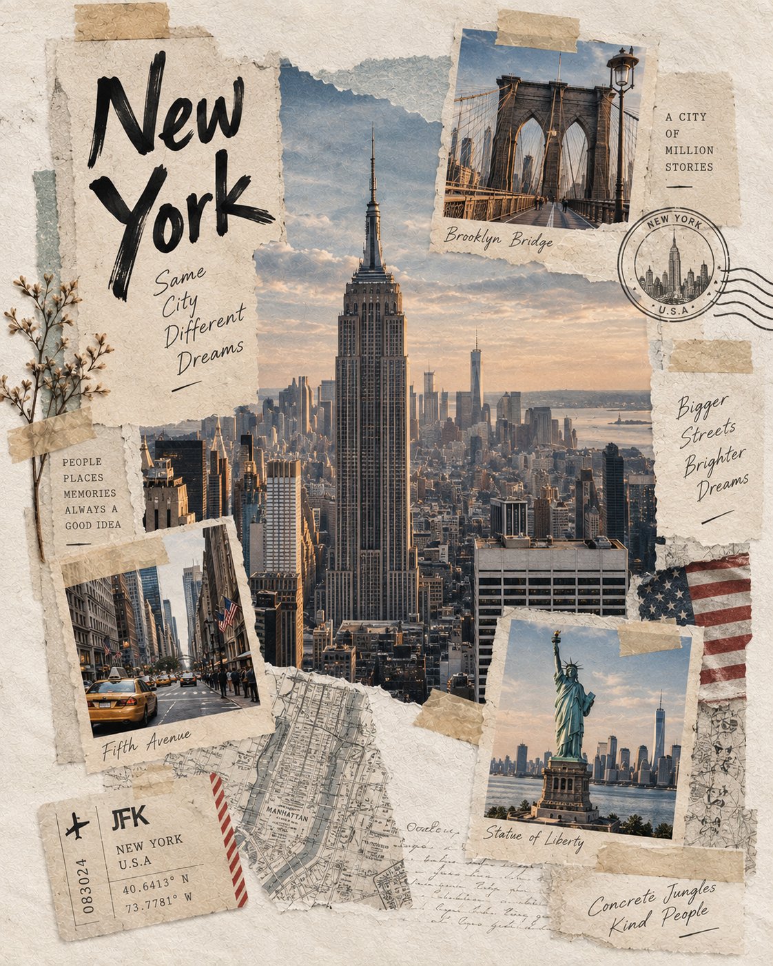 和紙テープの旅行コラージュ — AI image prompt — GPT Image 2.5 — Vintage, Realistic, Minimalist - 4