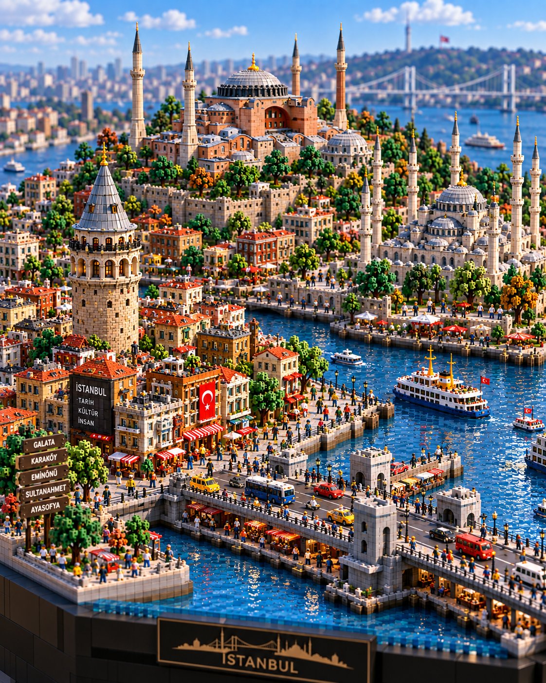 Block-Style Miniature City Diorama — AI image prompt — GPT Image 2.5 — Architecture, 3D Render, Cityscape - 4