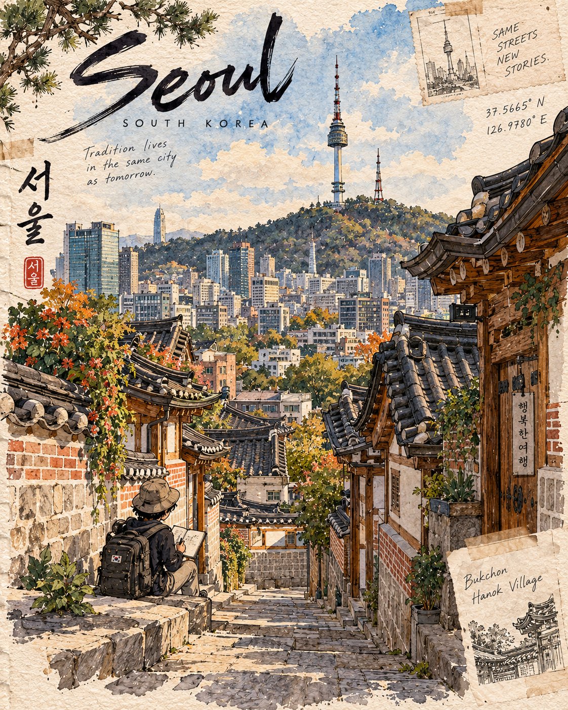 Destination Sketchbook Travel Journal Illustration — AI image prompt — GPT Image 2.5 — Architecture, Landscape - 2