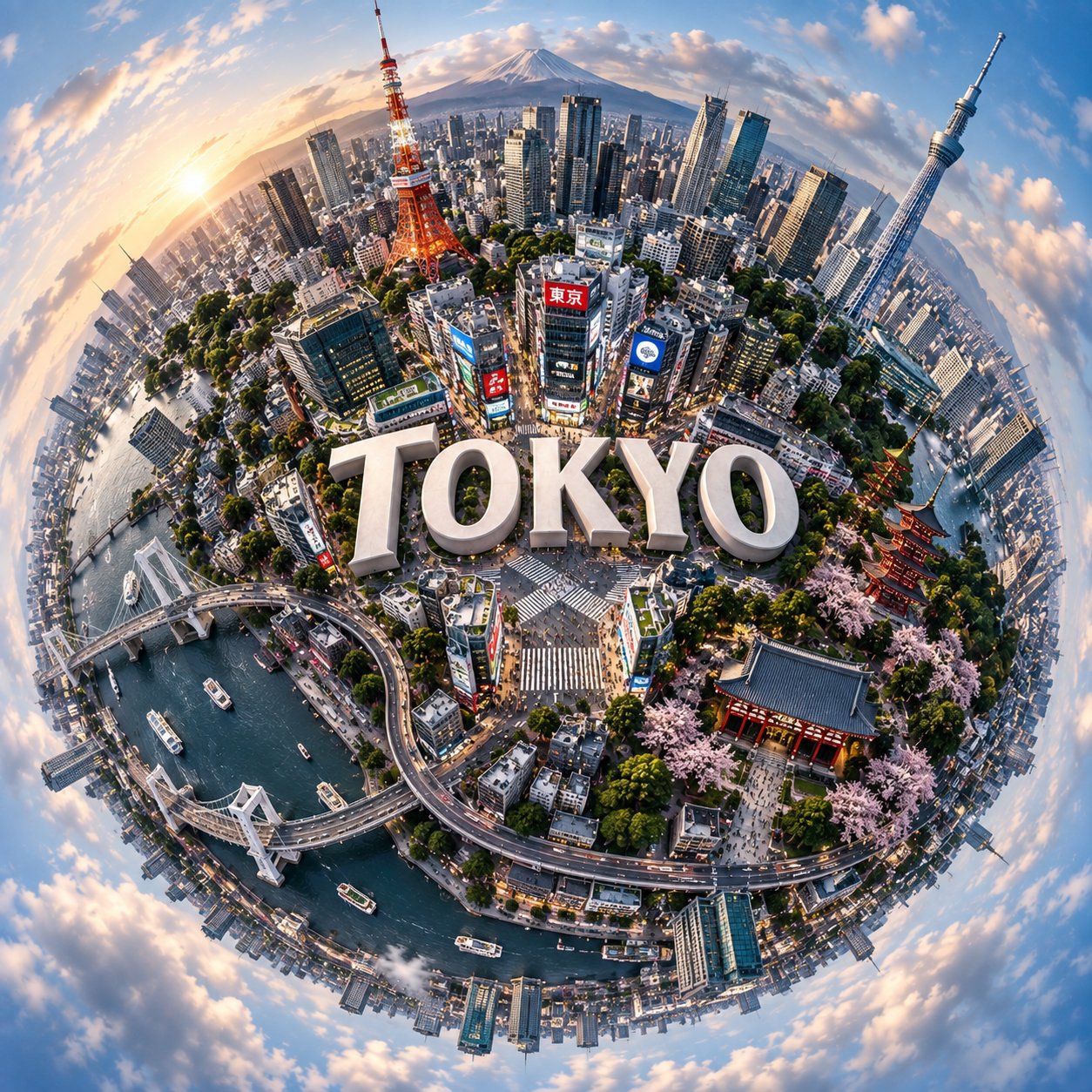 Spherical City Planet Panorama — AI image prompt — GPT Image 2.5 — Surreal, 3D Render, Cityscape - 3