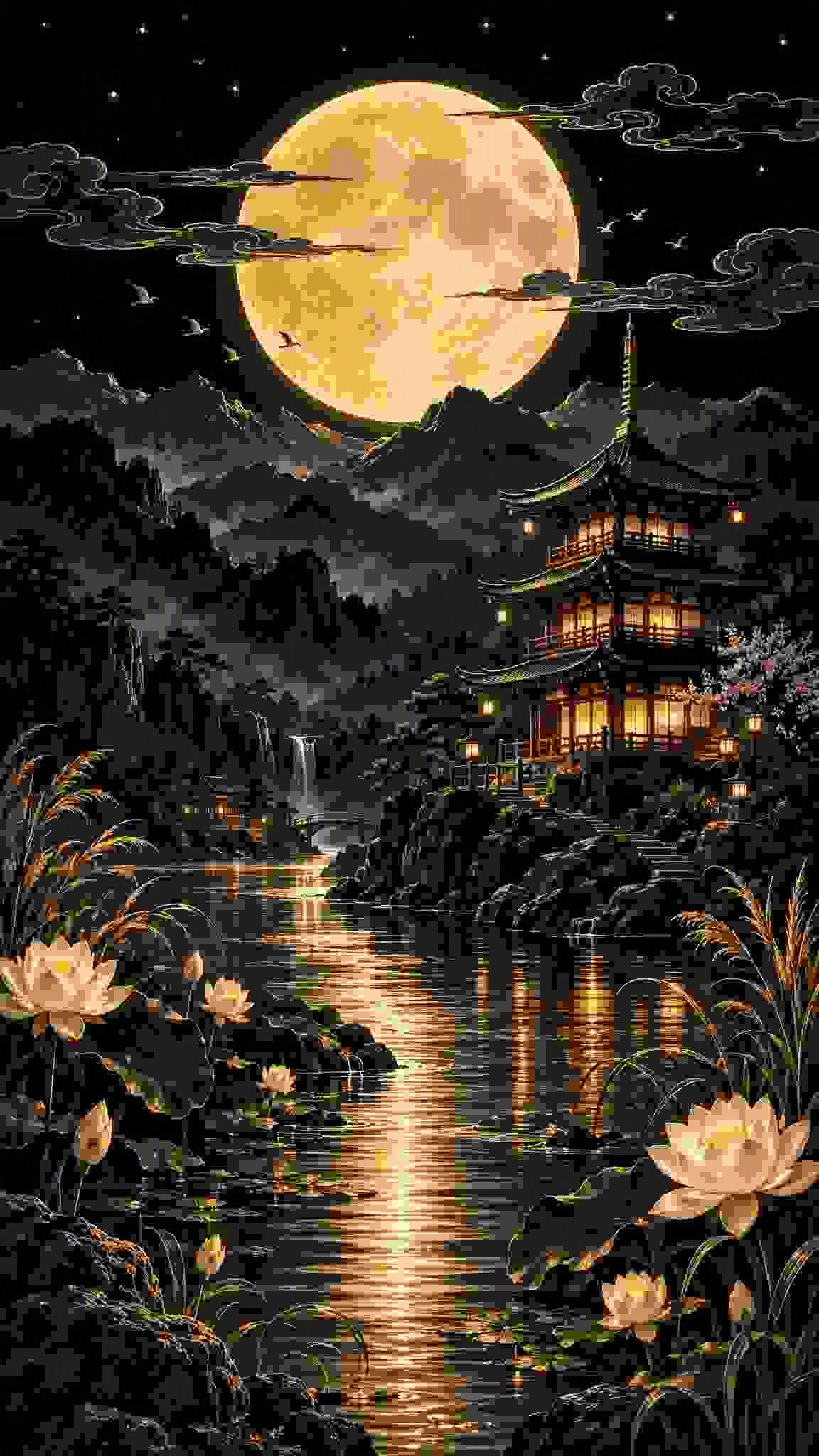 빛나는 달 아래 황금 탑 — AI image prompt — GPT Image 2.5 — Digital Art, Fantasy, Mysterious - 2