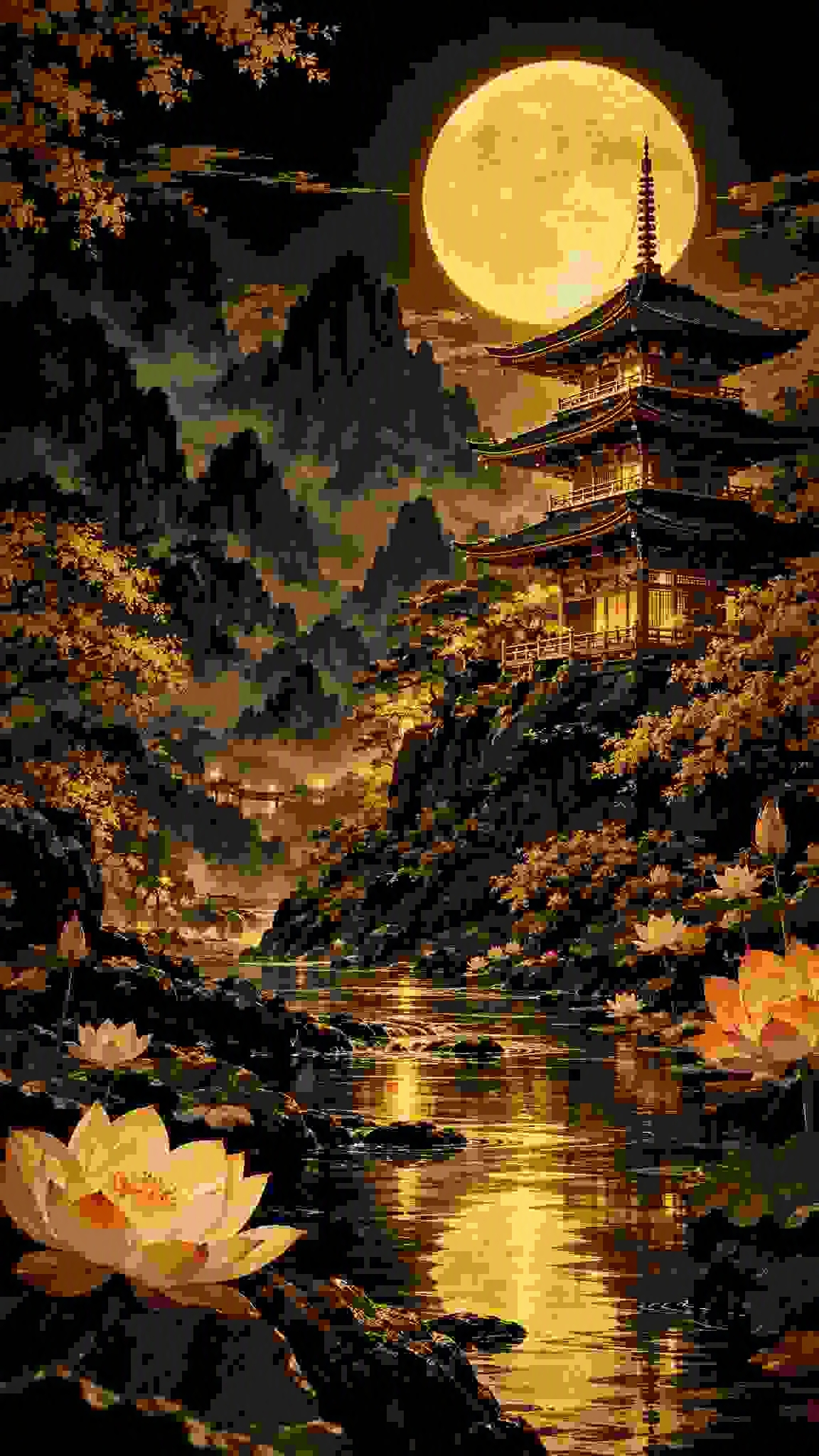 빛나는 달 아래 황금 탑 — AI image prompt — GPT Image 2.5 — Digital Art, Fantasy, Mysterious - 3