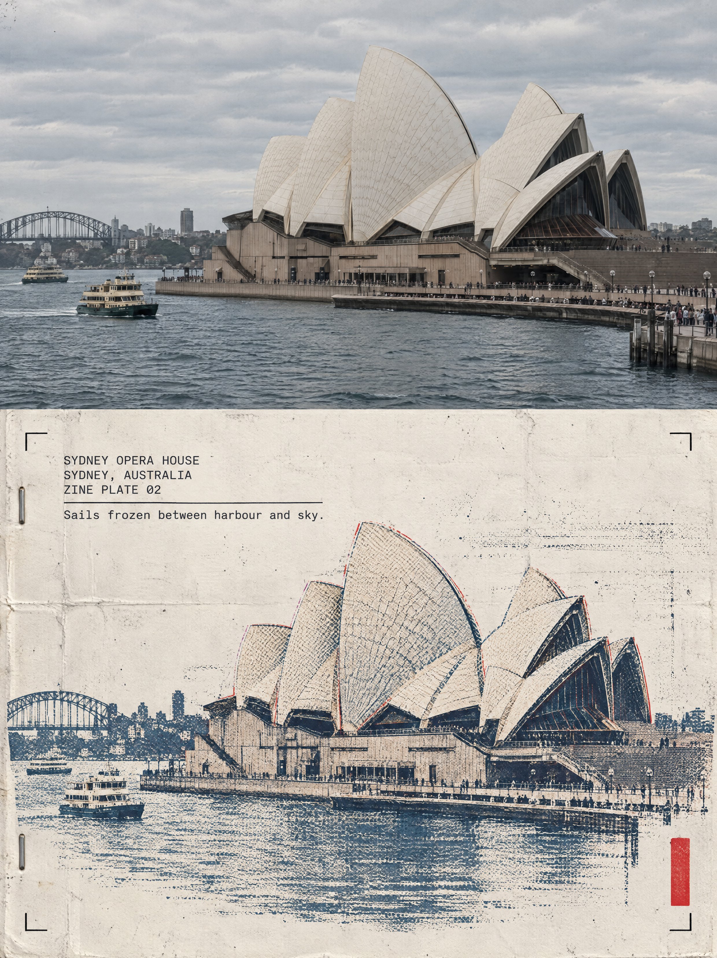 Risograph Architecture Zine Poster — AI image prompt — GPT Image 2.5 — Poster, Architecture, Vintage - 3