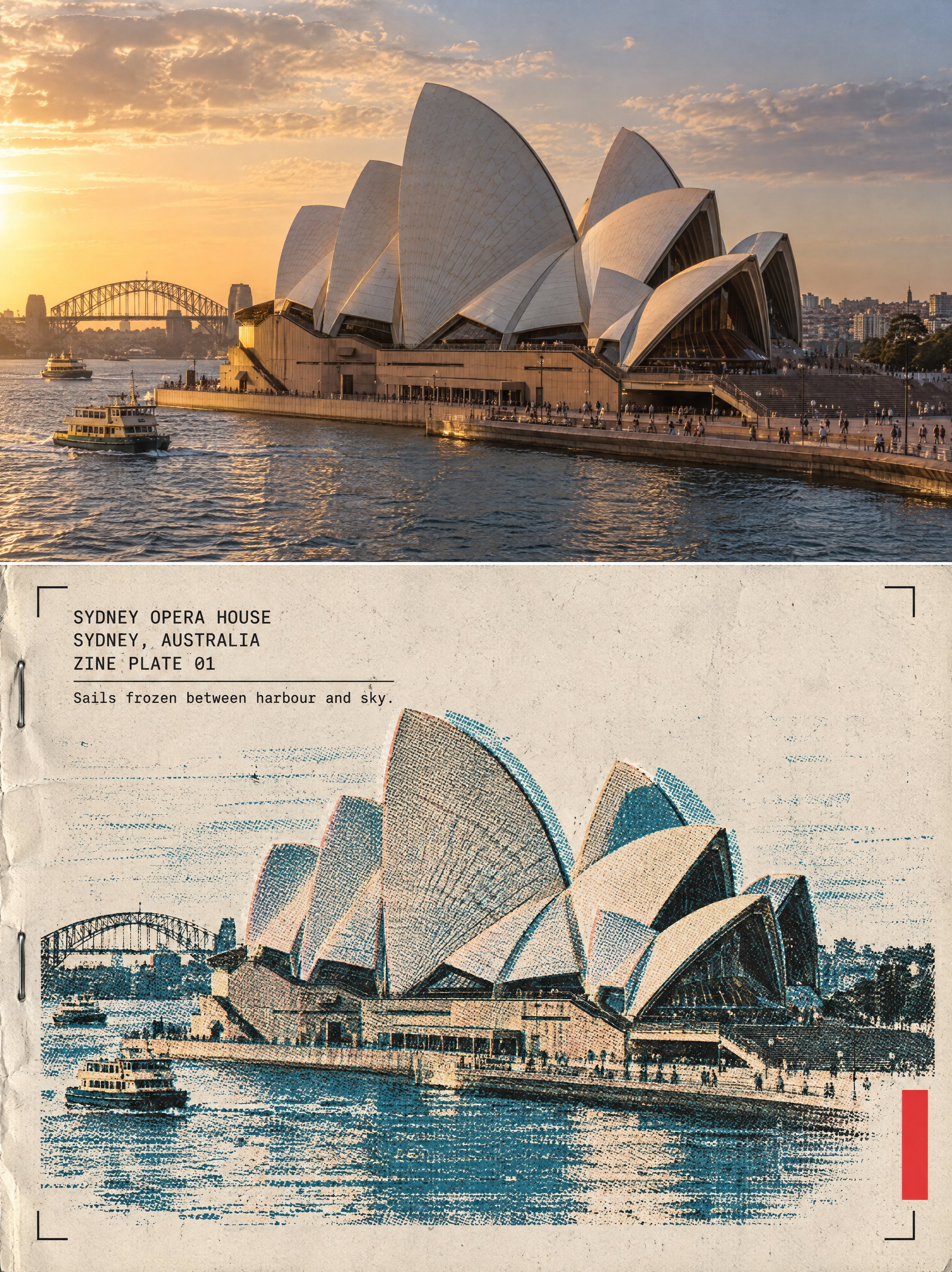 Risograph Architecture Zine Poster — AI image prompt — GPT Image 2.5 — Poster, Architecture, Vintage - 4