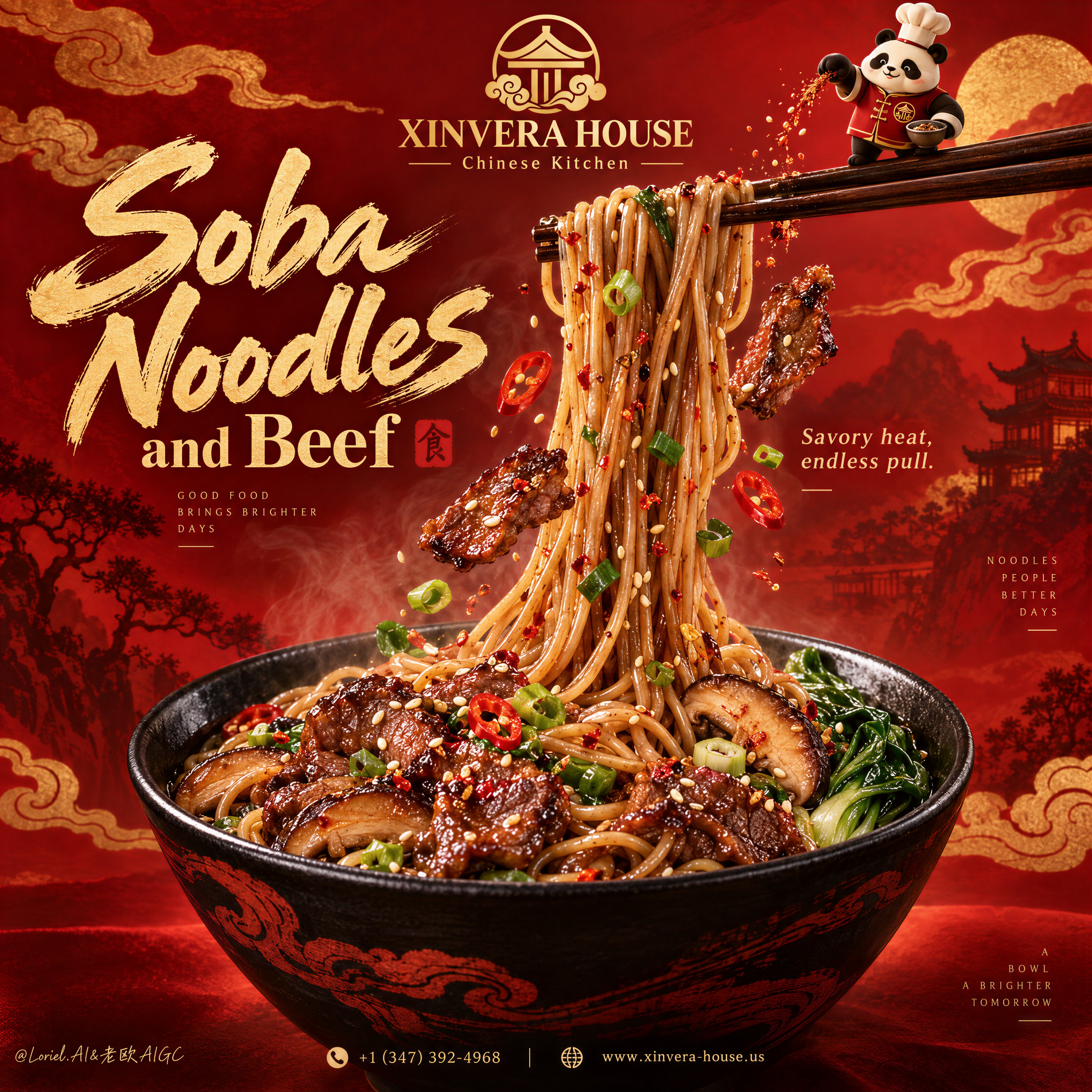 A hyper-real premium Asian noodle poster advertisement for a fictional restaurant brand called XINVE — AI image prompt — GPT Image 2.5
