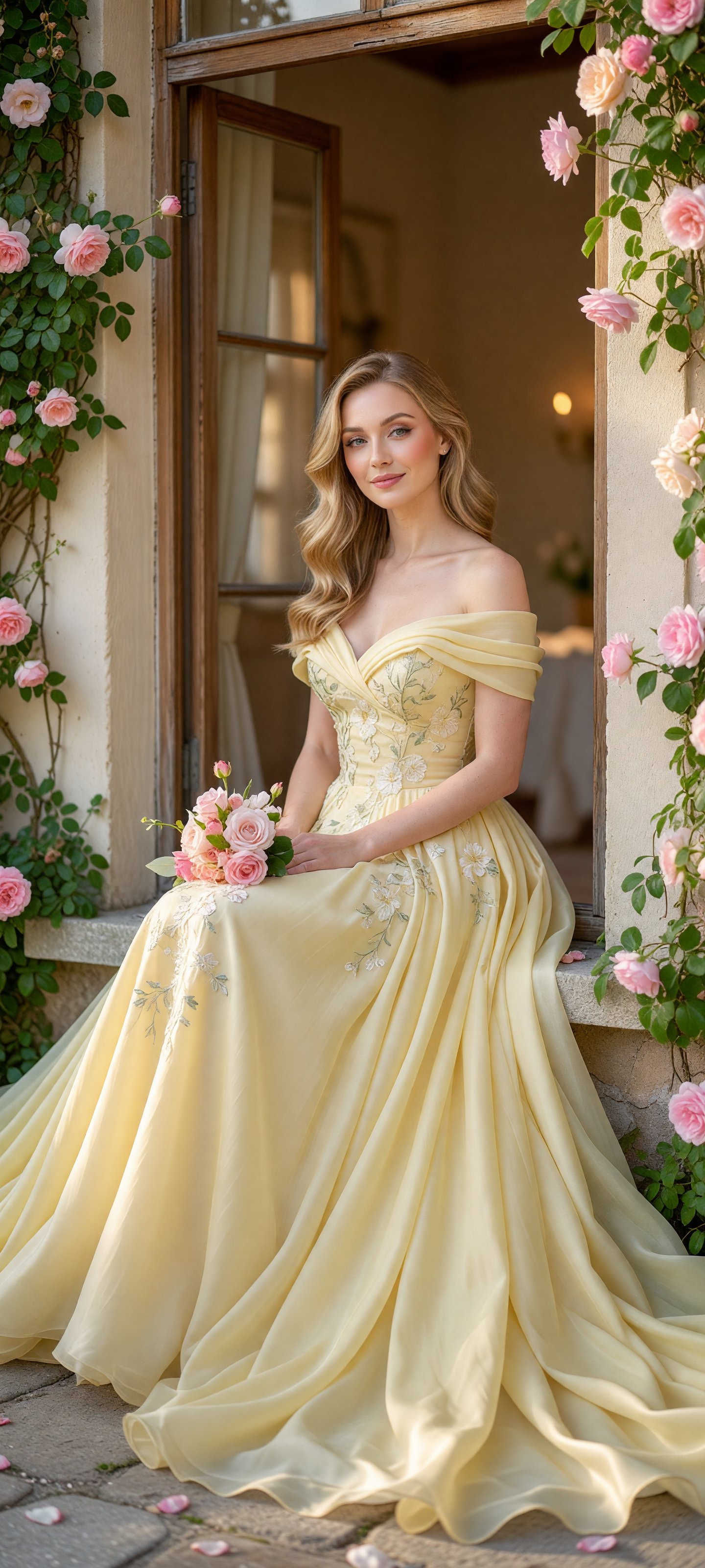 Luxury Woman in Yellow Gown at Window — AI image prompt — Grok Imagine 2 — Cinematic, Fashion, Portrait - 3