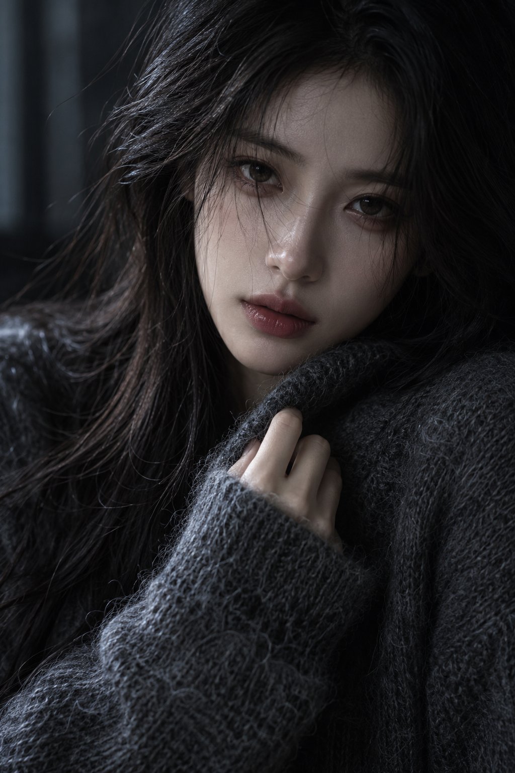 Close-up Portrait in Dark Tones — AI image prompt — GPT Image 2.5 — Realistic, Portrait, Dark - 2