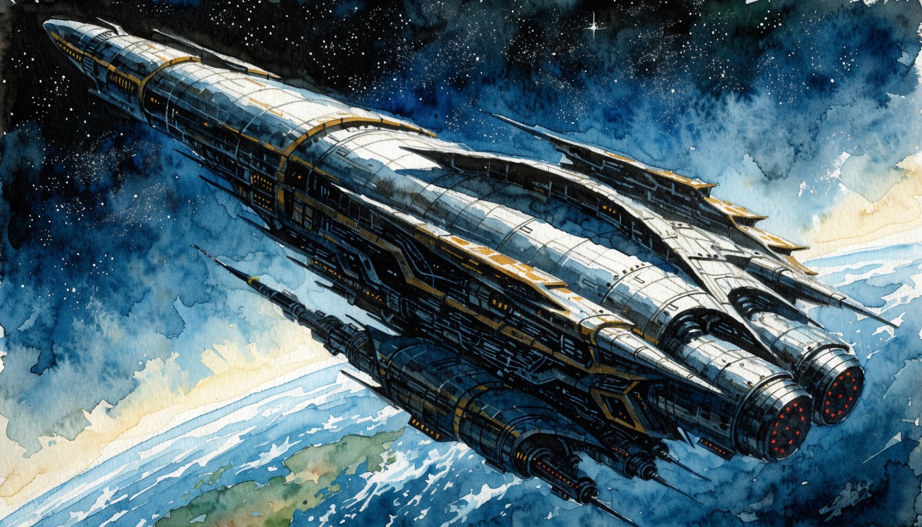 パルプSF宇宙船の地球周回 — AI image prompt — GPT Image 2.5 — Oil Painting, Sci-Fi, Space - 4