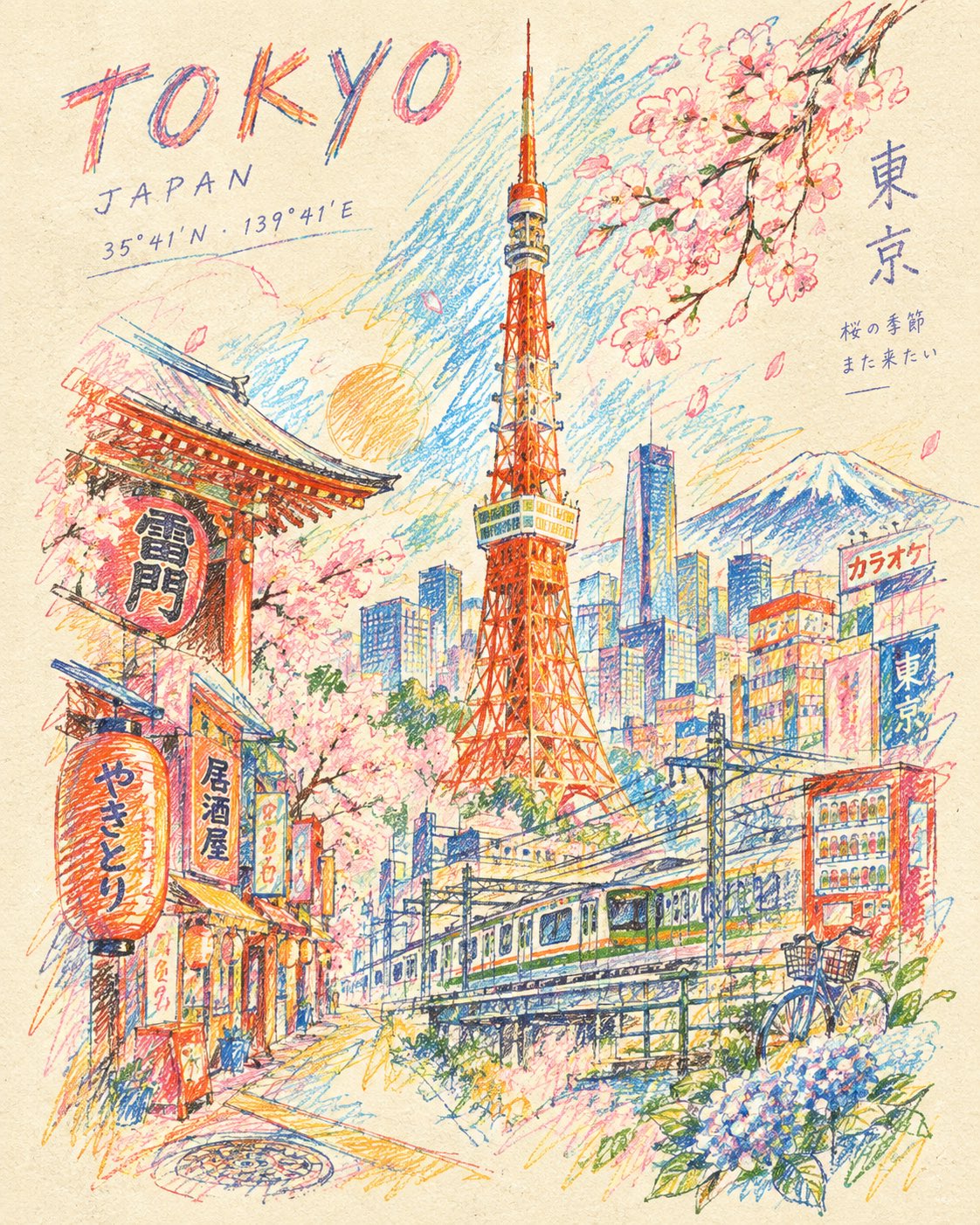 Handcrafted Colored Pencil Travel Poster — AI image prompt — GPT Image 2.5 — Poster, Vintage, Sketch - 3