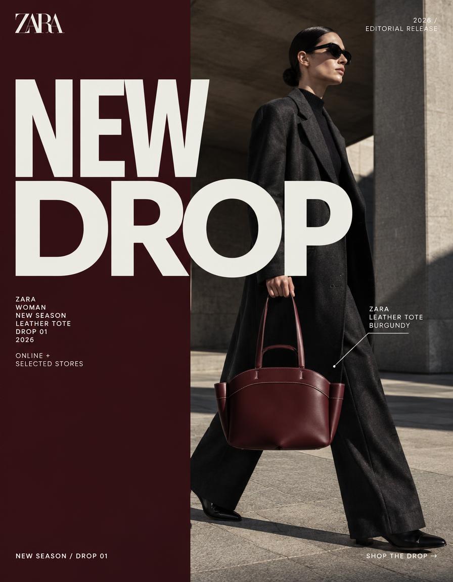 ZARA — TOTE BAG MERCH DROP
“THE EVERYDAY ICON”
Act as a Senior Brand Art Director, Editorial Fashion — AI image prompt — GPT Image 2.5