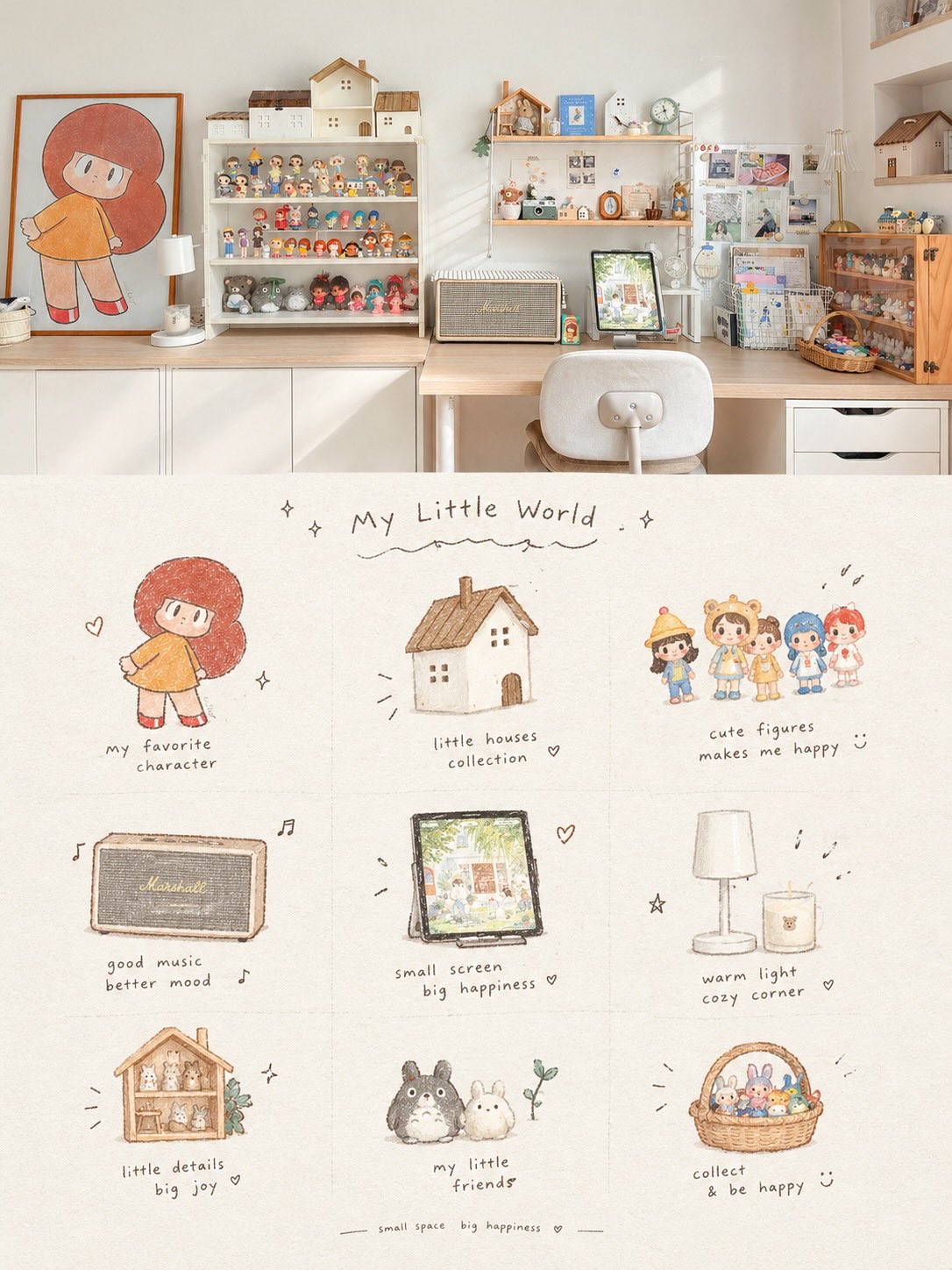 参考画像にインスパイアされた縦型の居心地の良いホームスクラップブックポスターを作成してください。上半分には美しくリアルなインテリア写真、下半分には手描きイラストのメモリージャーナルを組み合わせてくださ — AI image prompt — GPT Image 2
