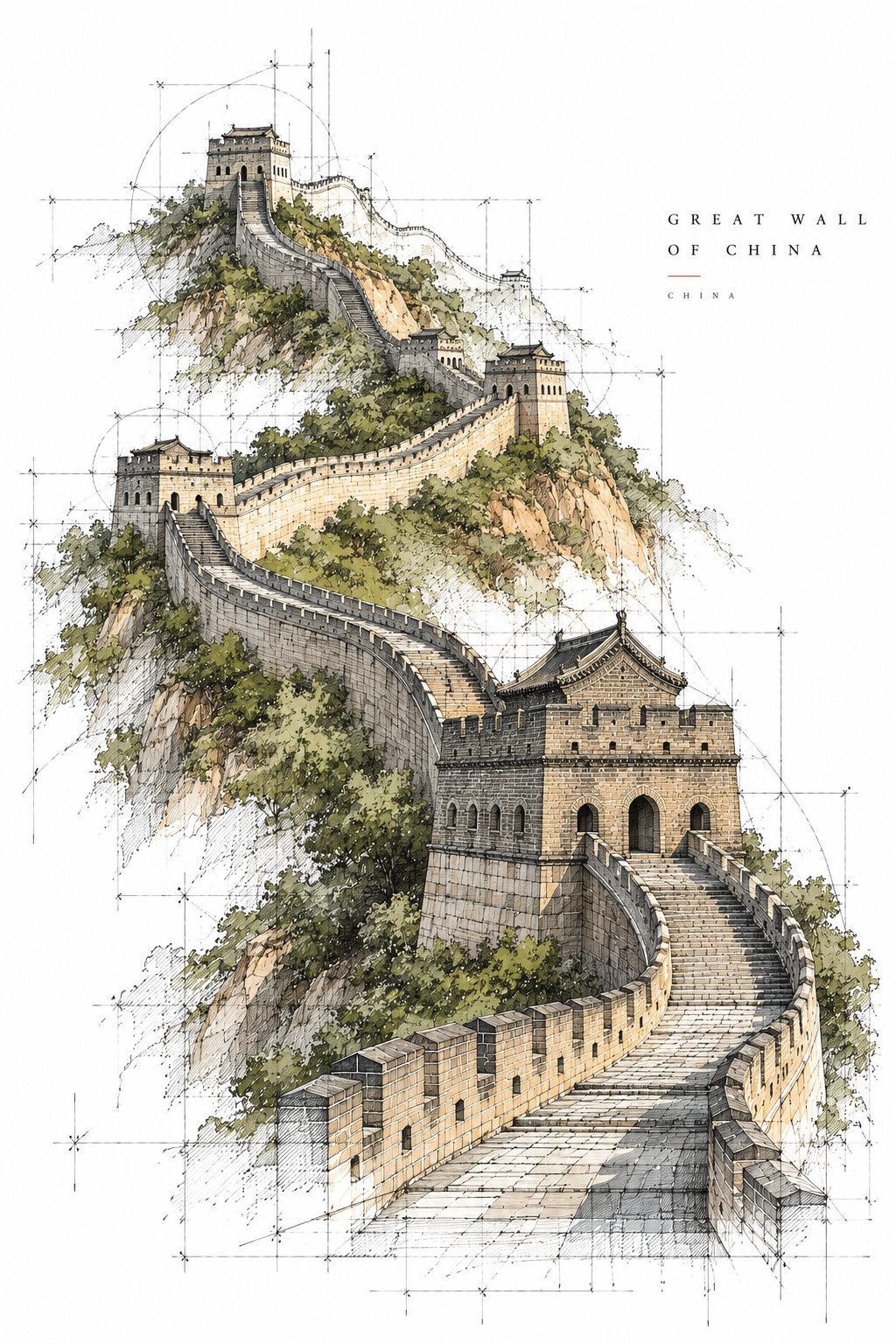 Architectural Landmark Ink Sketch Poster — AI image prompt — GPT Image 2.5 — Poster, Architecture, Sketch - 3