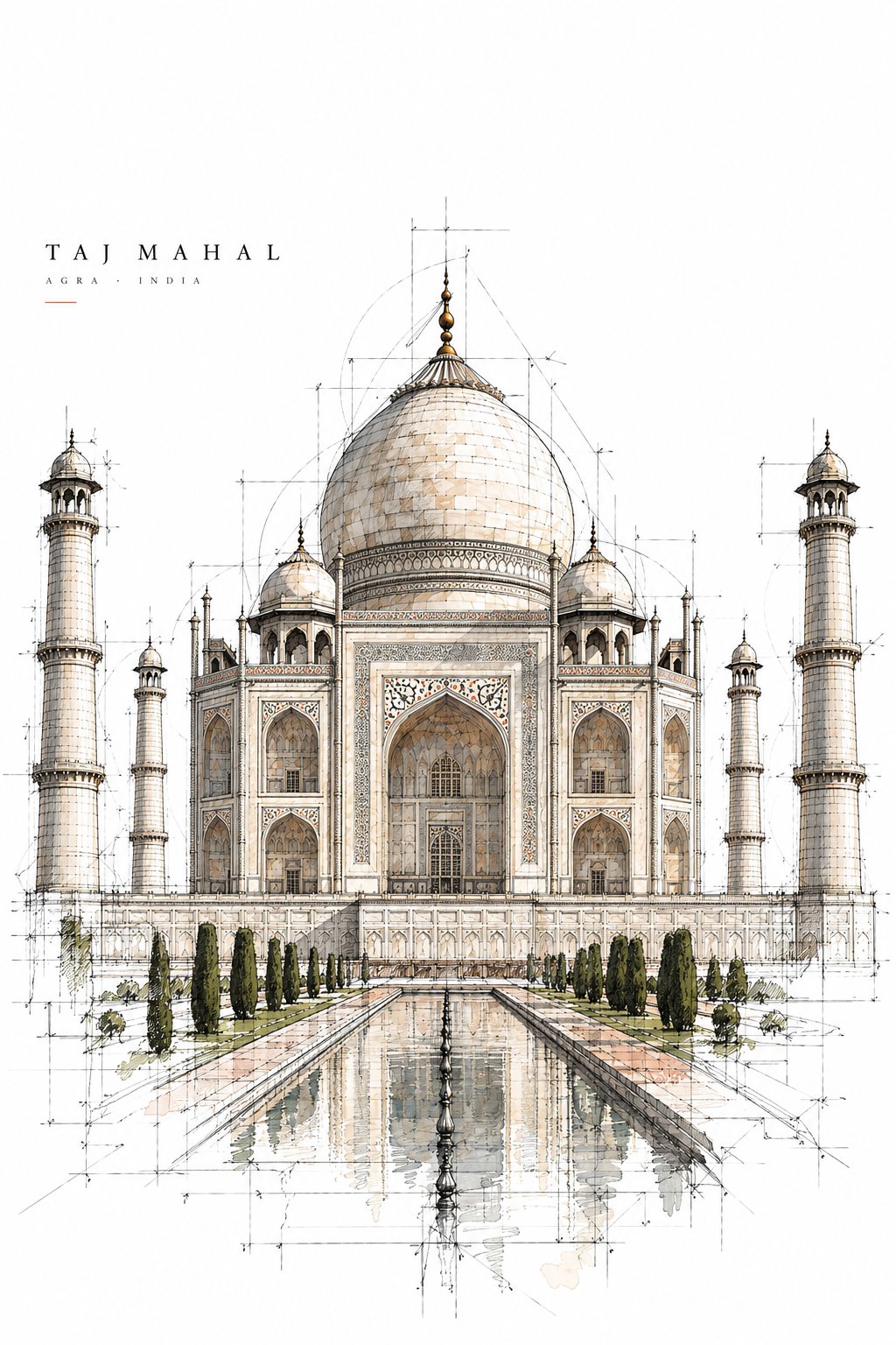Architectural Landmark Ink Sketch Poster — AI image prompt — GPT Image 2.5 — Poster, Architecture, Sketch - 4