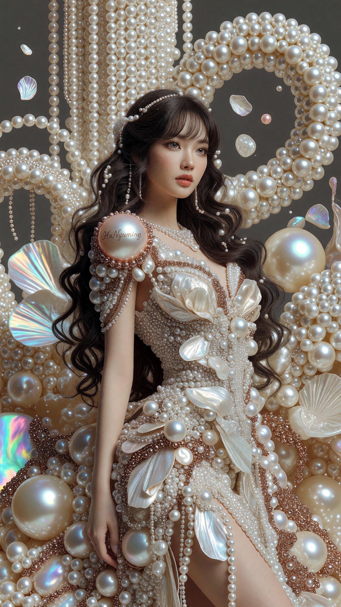 Pearl Cascade Haute Couture Portrait — AI image prompt — Grok Imagine 2 — Fashion, Fantasy, Portrait - 3