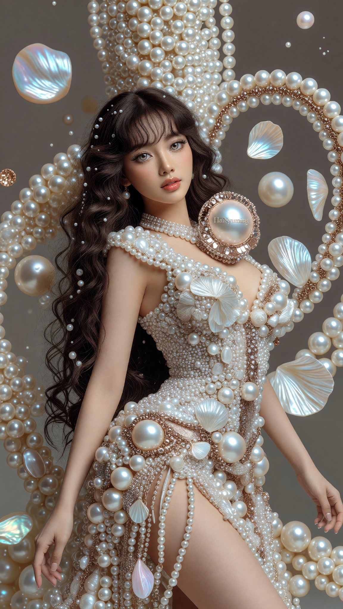 Pearl Cascade Haute Couture Portrait — AI image prompt — Grok Imagine 2 — Fashion, Fantasy, Portrait - 4