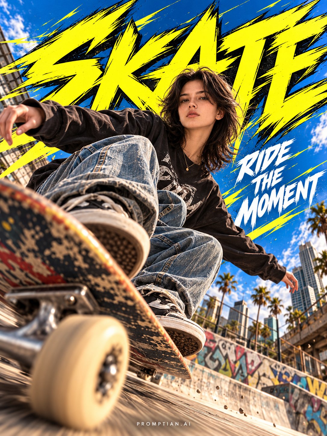 Semi-Realistic Anime Skateboarder Sports Poster — AI image prompt — GPT Image 2.5 — Anime, Cinematic, Sports - 2