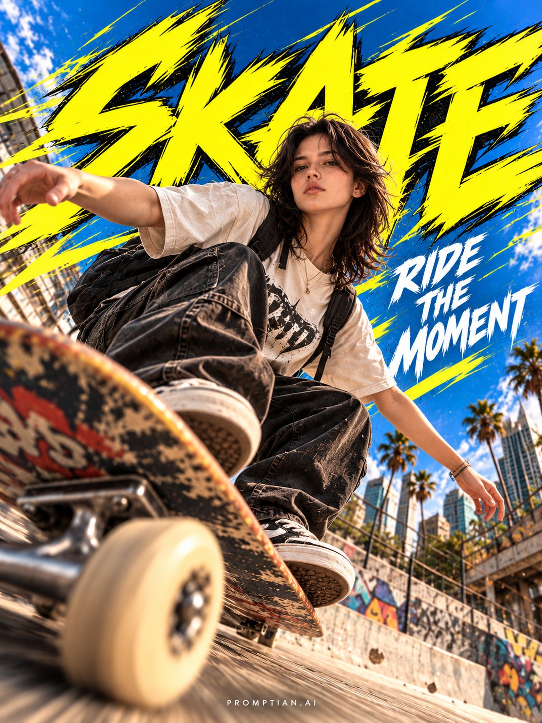 Semi-Realistic Anime Skateboarder Sports Poster — AI image prompt — GPT Image 2.5 — Anime, Cinematic, Sports - 3