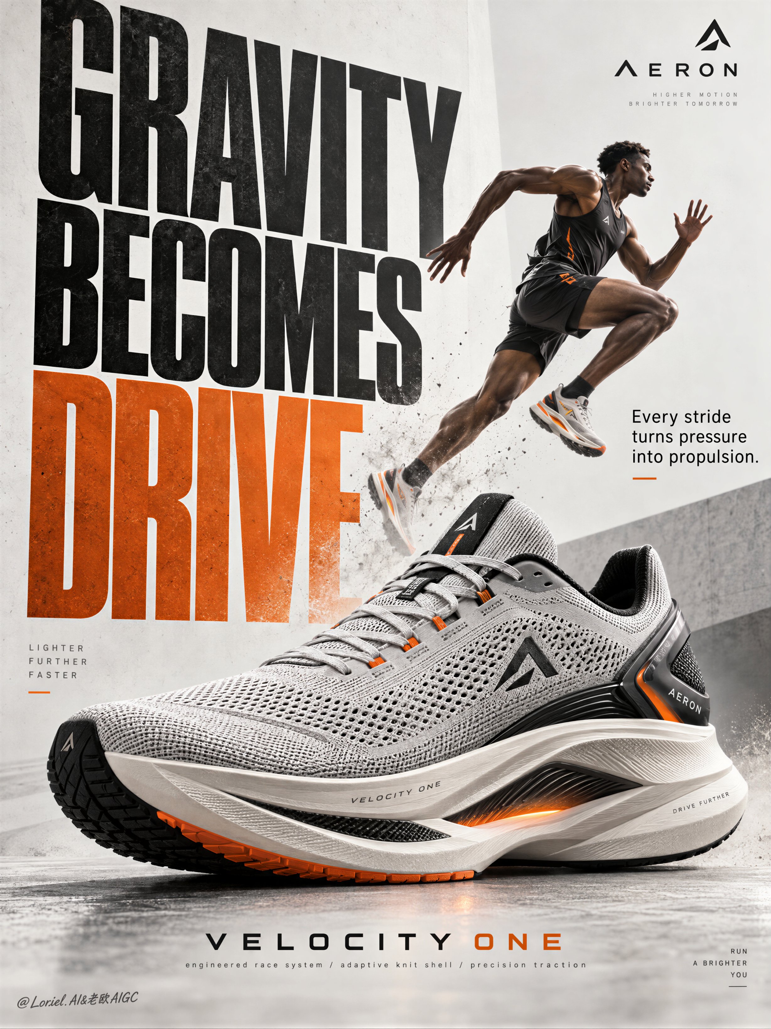 AERON Sneaker Performance Poster Ad — AI image prompt — GPT Image 2.5 — Poster, Product Photography, Advertising