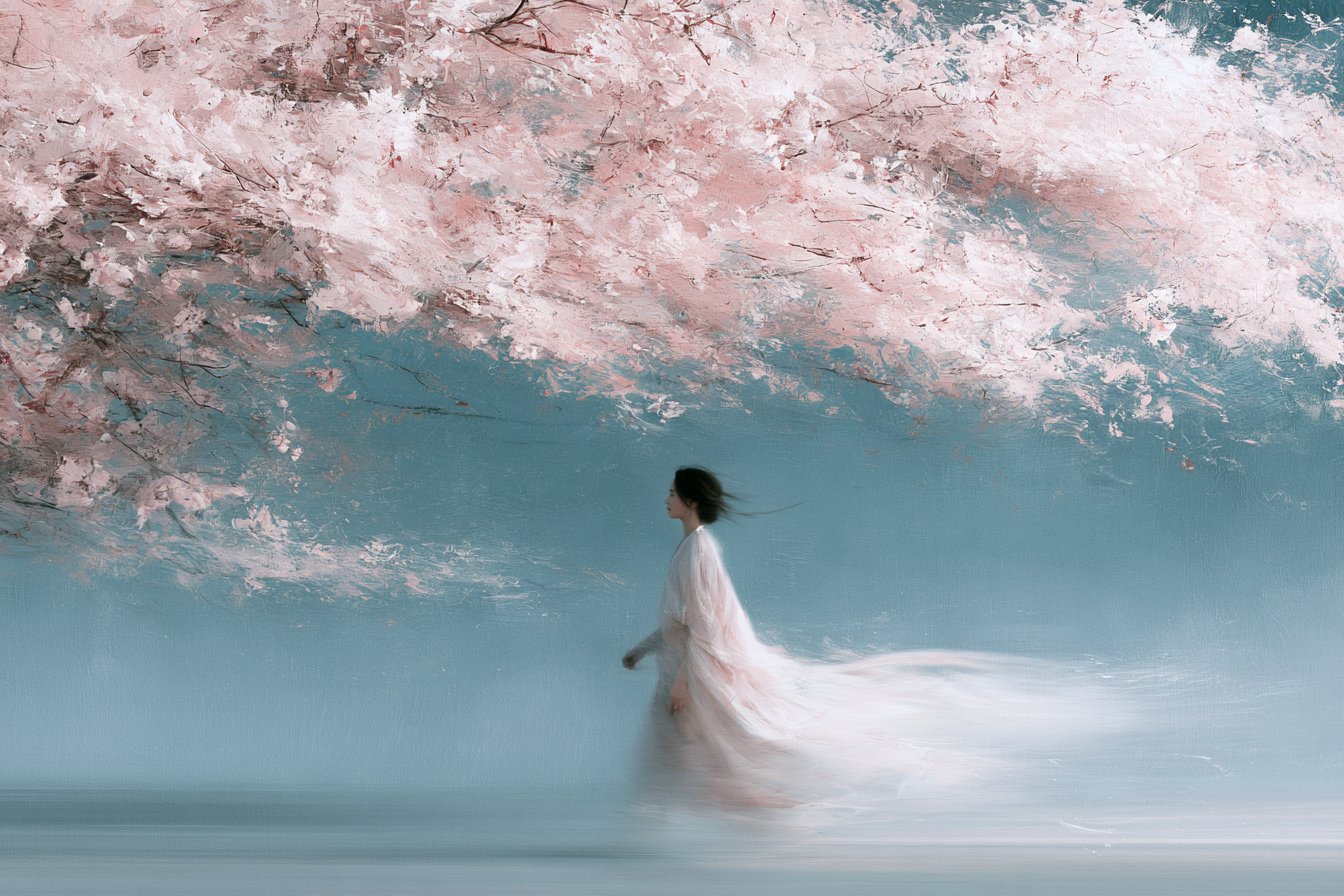 印象派の儚い一節、[SUBJECT]を繊細な筆致と[COLOR1]と[COLOR2]の柔らかな色彩で描く。モーションブラーが一瞬の時を巧みに示唆し、現実のはかなさを捉える — AI image prompt — GPT Image 2.5