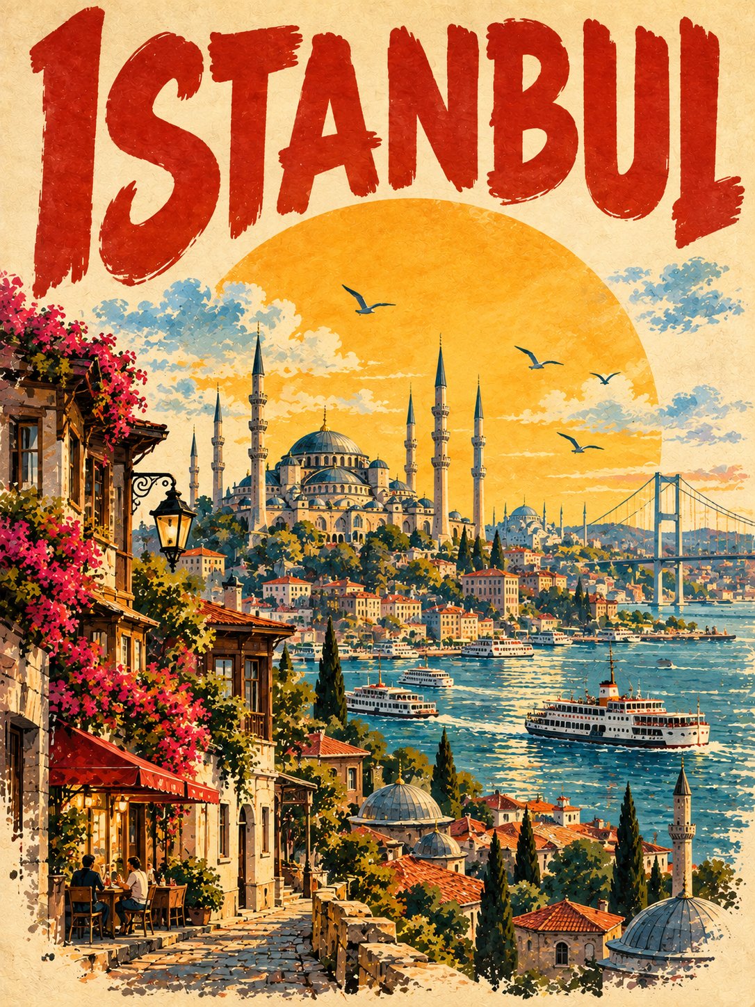 Vintage Travel Poster Template — AI image prompt — GPT Image 2.5 — Poster, Watercolor, Vintage - 3